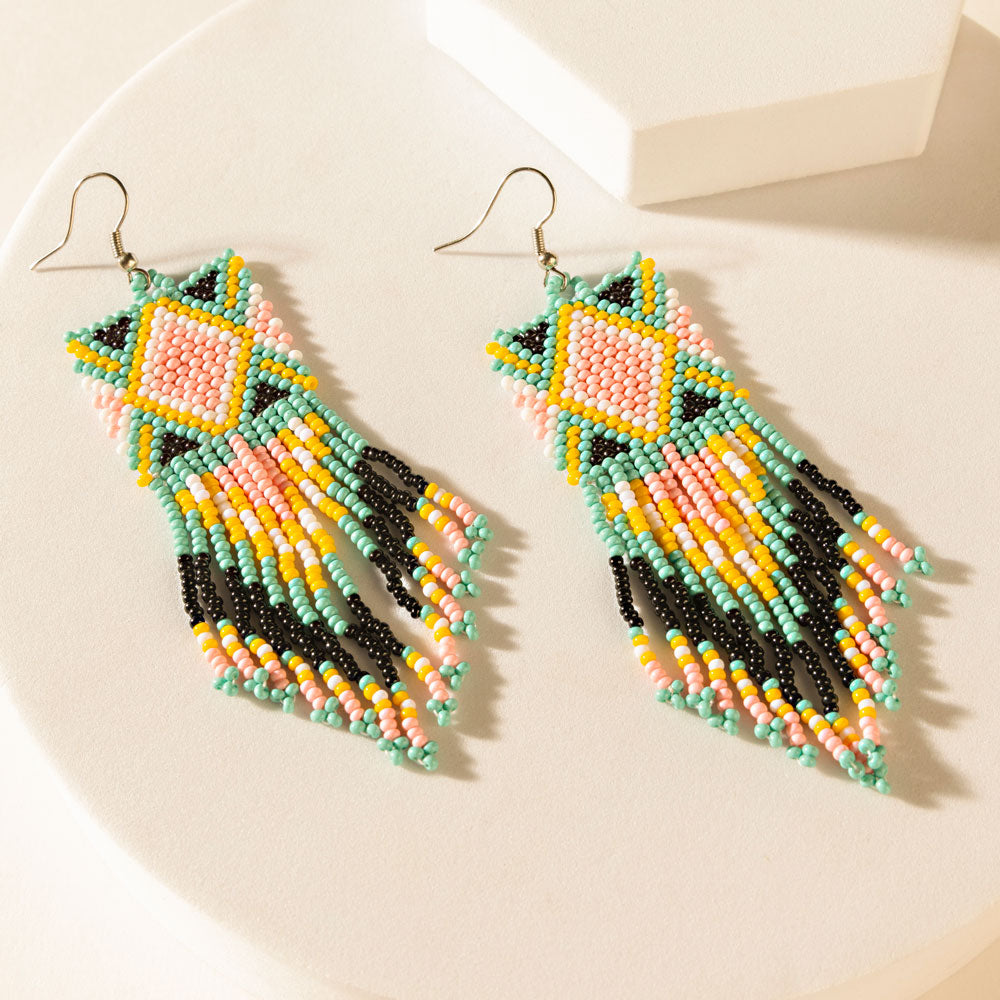 Rodeo Pop Beaded Earrings in Sunny Teal - Myra USA