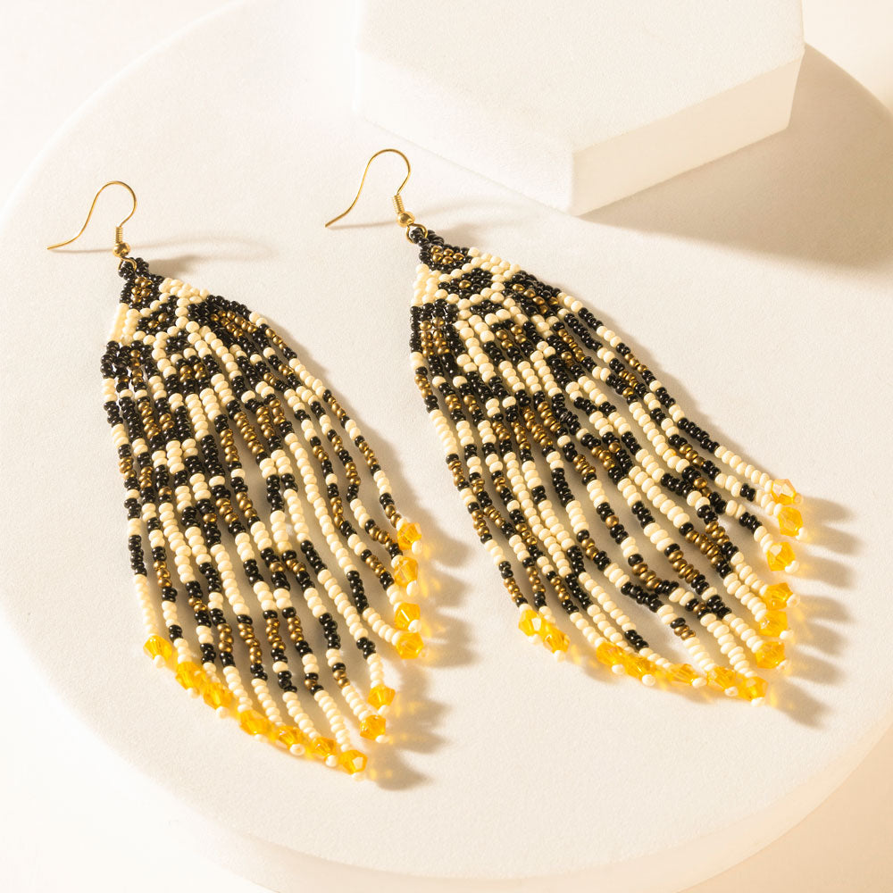 Rattler's Tale Beaded Earrings in Dusty Black - Myra USA
