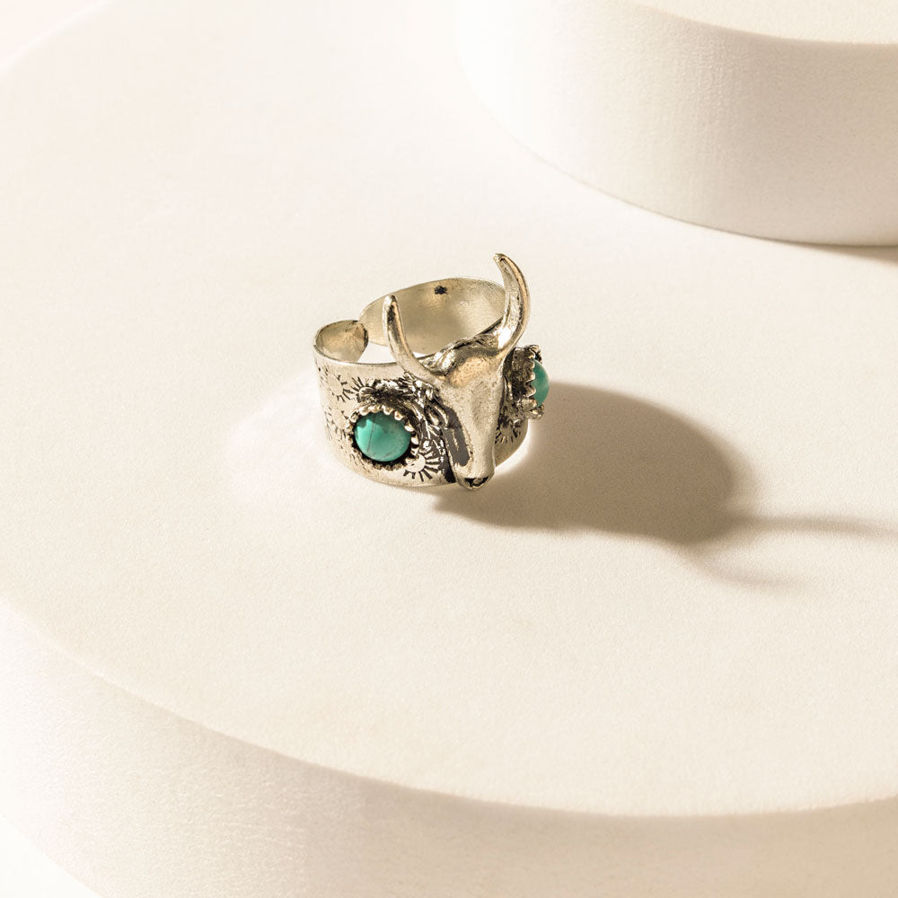 Longhorn Vow Ring in Sage Steel - Myra USA