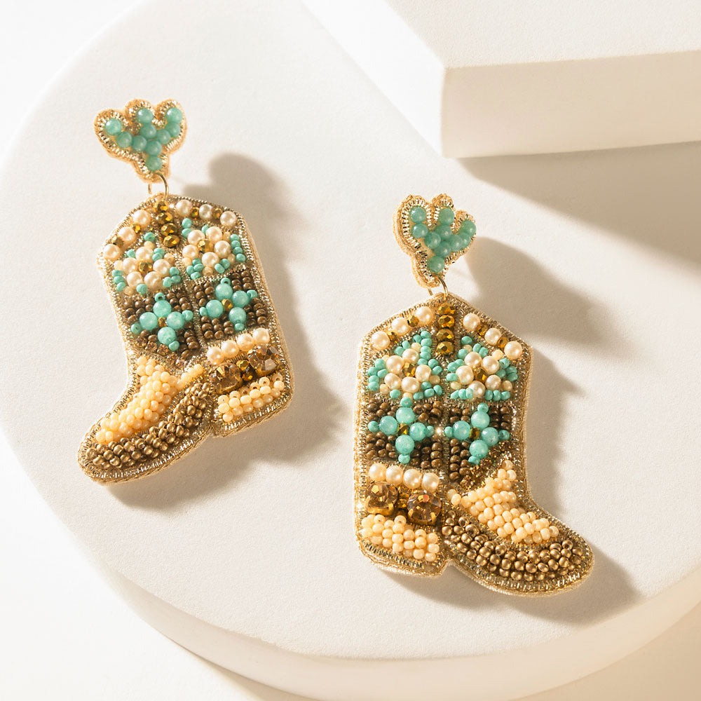 Boots & Bloom Earrings in Jade Green - Myra USA