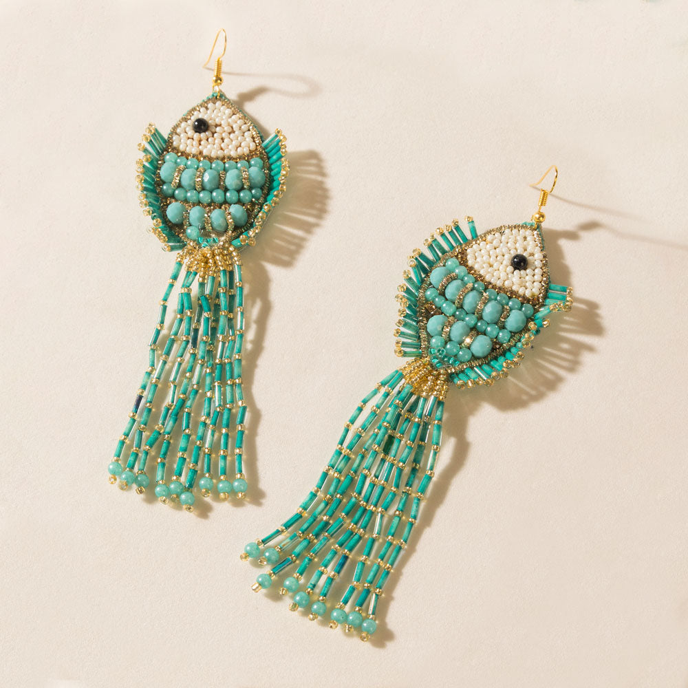 Marina Flame Earrings in Tuscon Teal - Myra USA