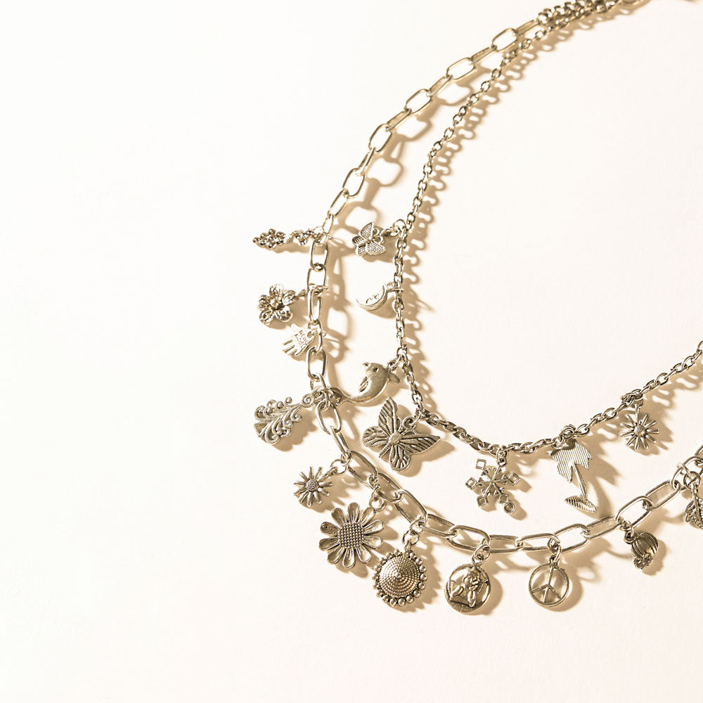 The Delilah Charmer Necklace in Sunray Silver - Myra USA