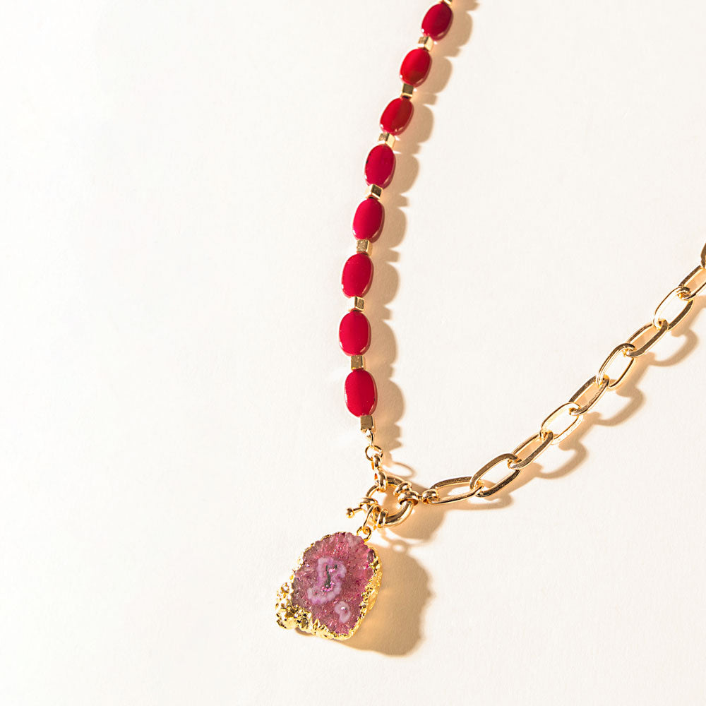 Amarillo Rose Necklace in Ruby Bloom