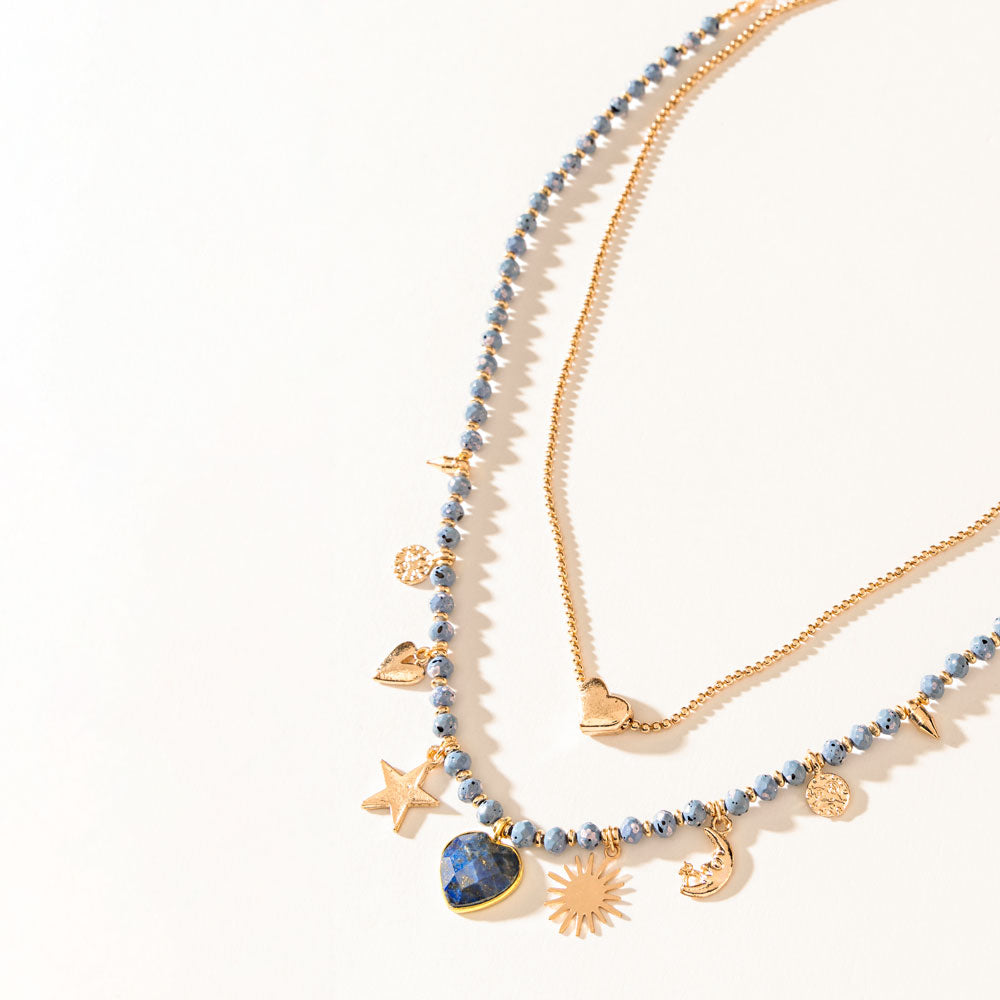 Celeste Charm Necklace in Desert Gold