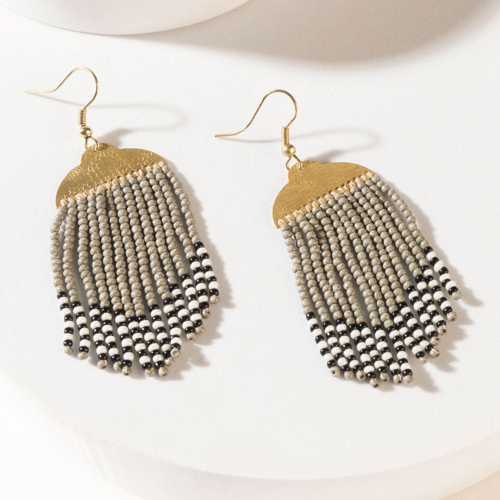 Monroe Fringe Earrings in Dusty Gold - Myra USA