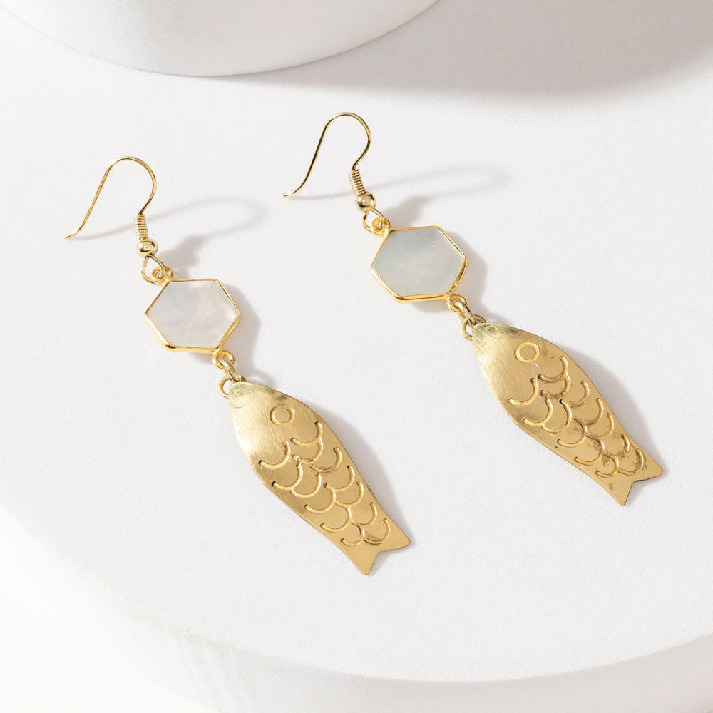 Odessa Charm Earrings in Brass Glow - Myra USA