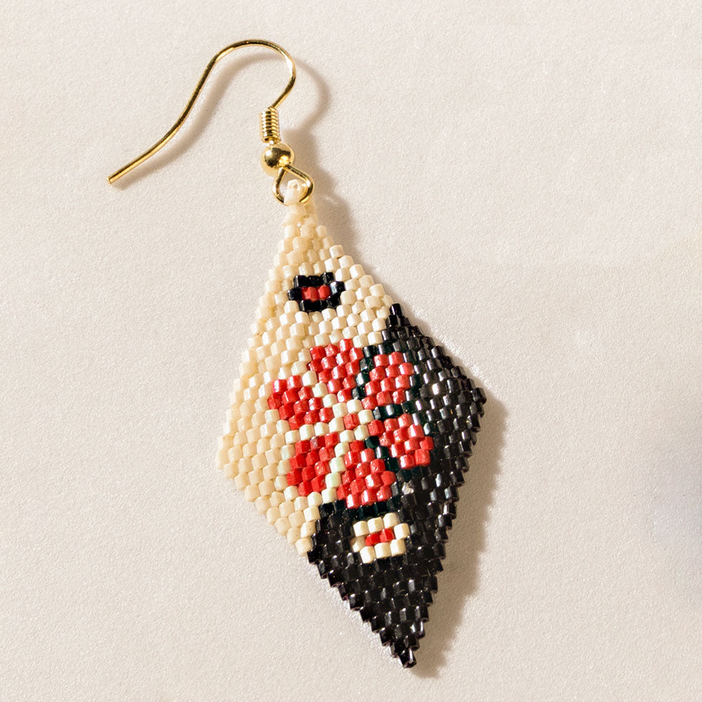Calico Rose Earrings in Ranch Red