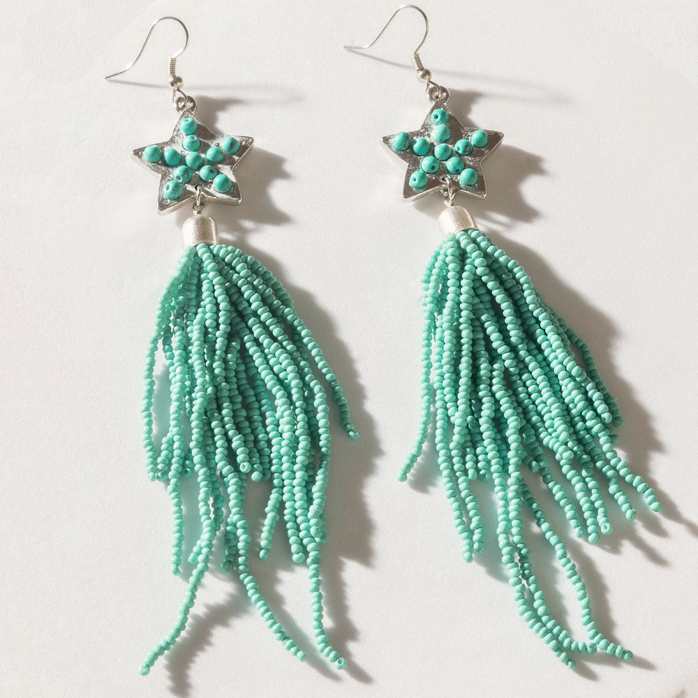 Skyfall Nova Earrings in Turquoise Blaze - Myra USA