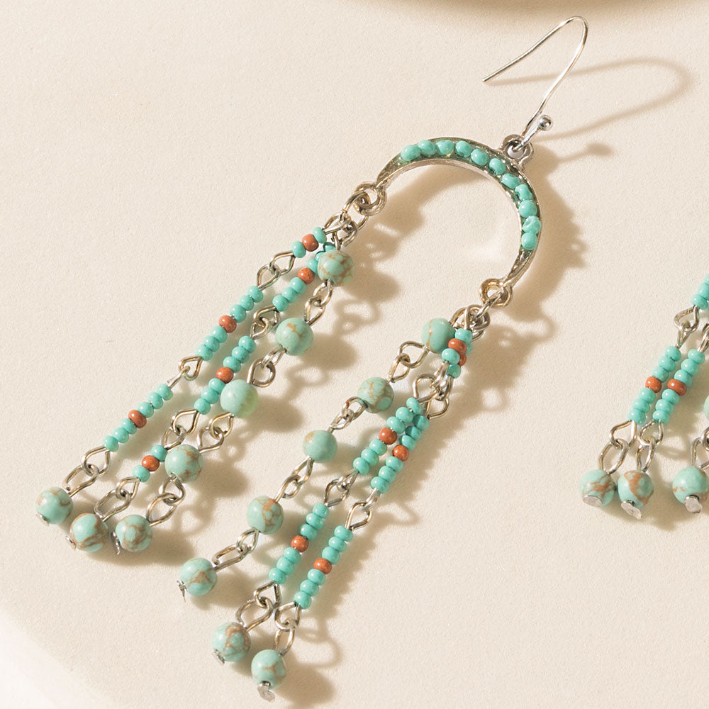 Twin Oasis Drop Earrings in Ocean Blue - Myra USA