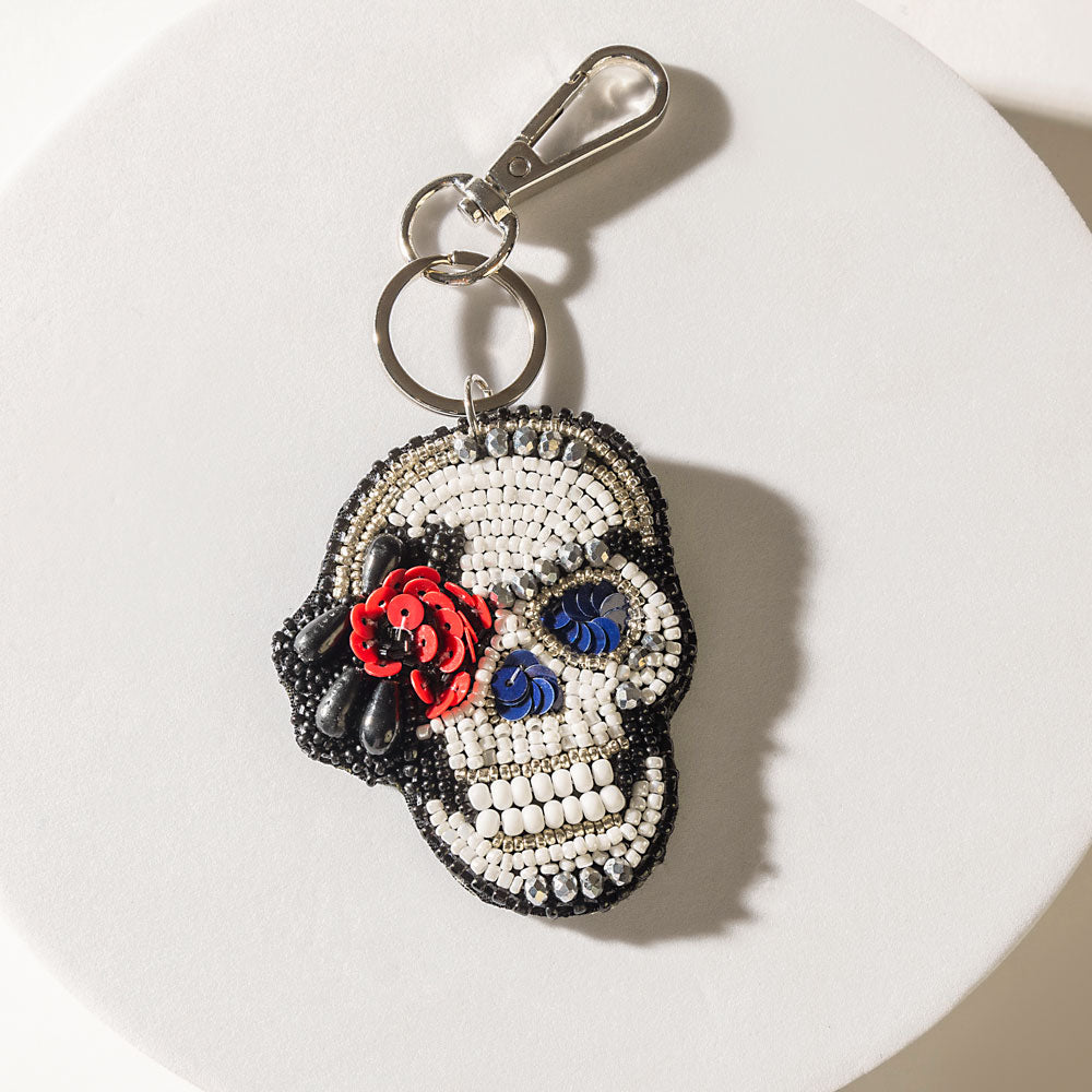 Rosetta Skull Keychain in Shadow Black - Myra USA