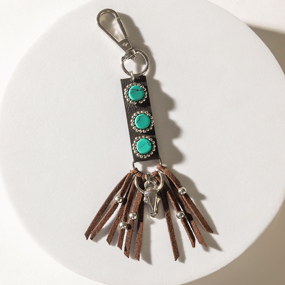 Adventurer Leather Keychain in Mocha Brown - Myra USA