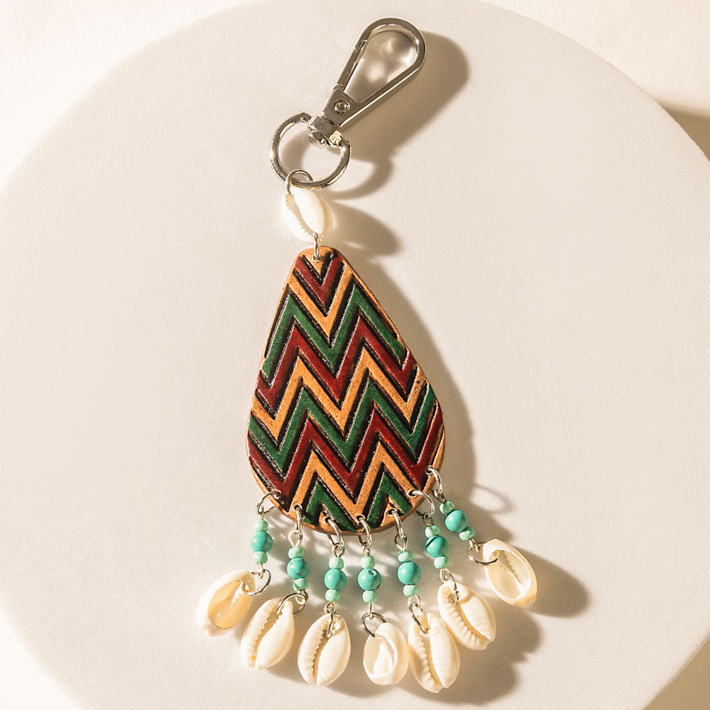 Chevron Song Keychain in Terracotta Red