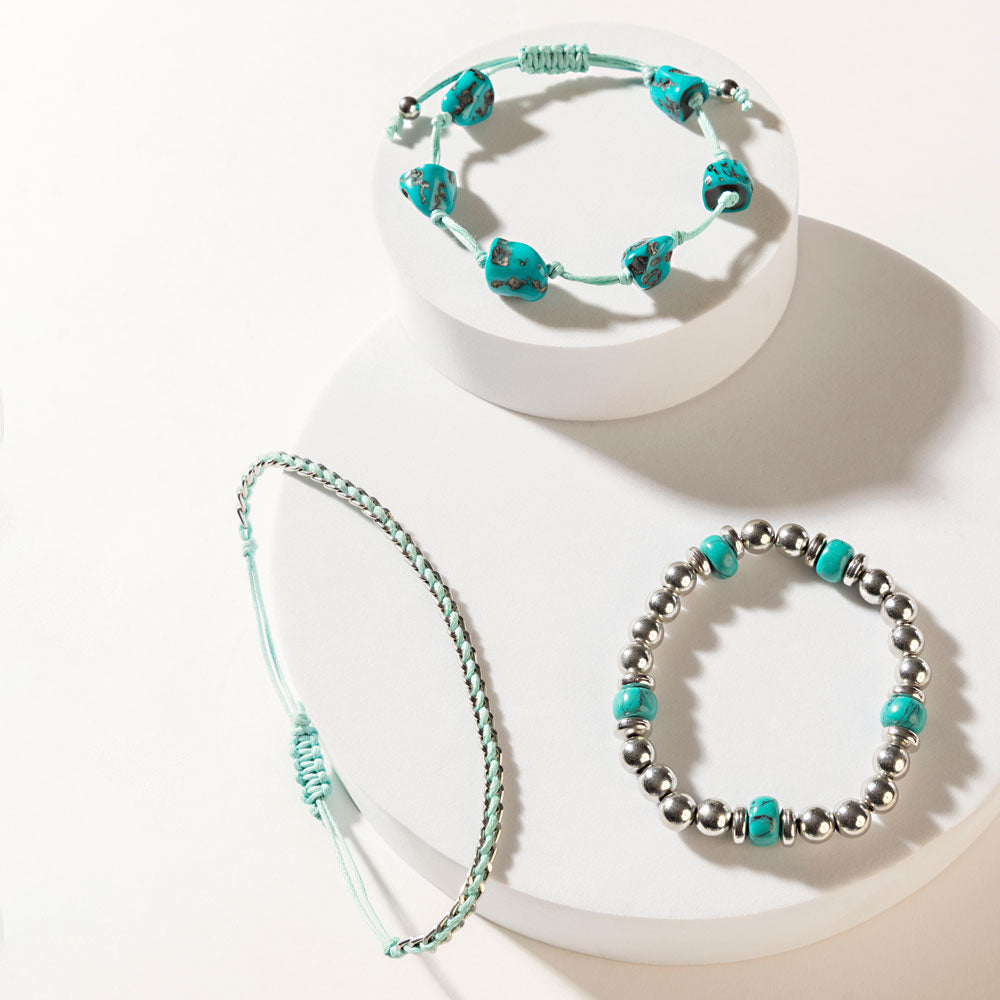 Calm & Chaos Bracelet in Aqua Silver - Myra USA