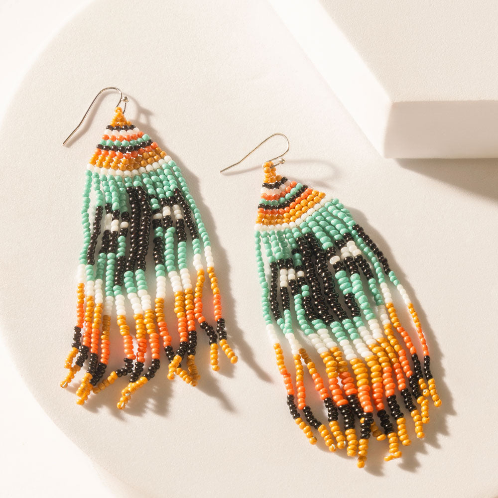 The Eagle Spoke Earrings in Sunny Teal - Myra USA