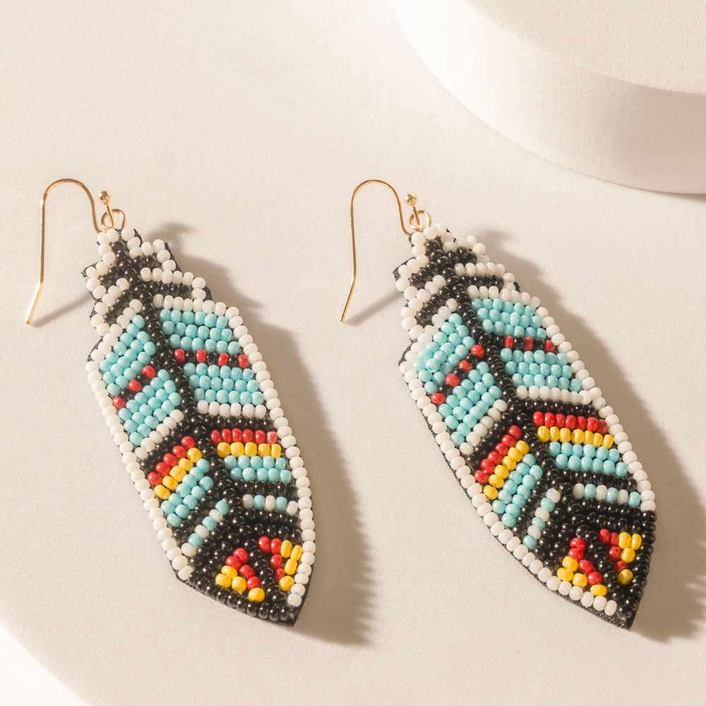 Zuni Feather Earrings in Skyfall Blue - Myra USA