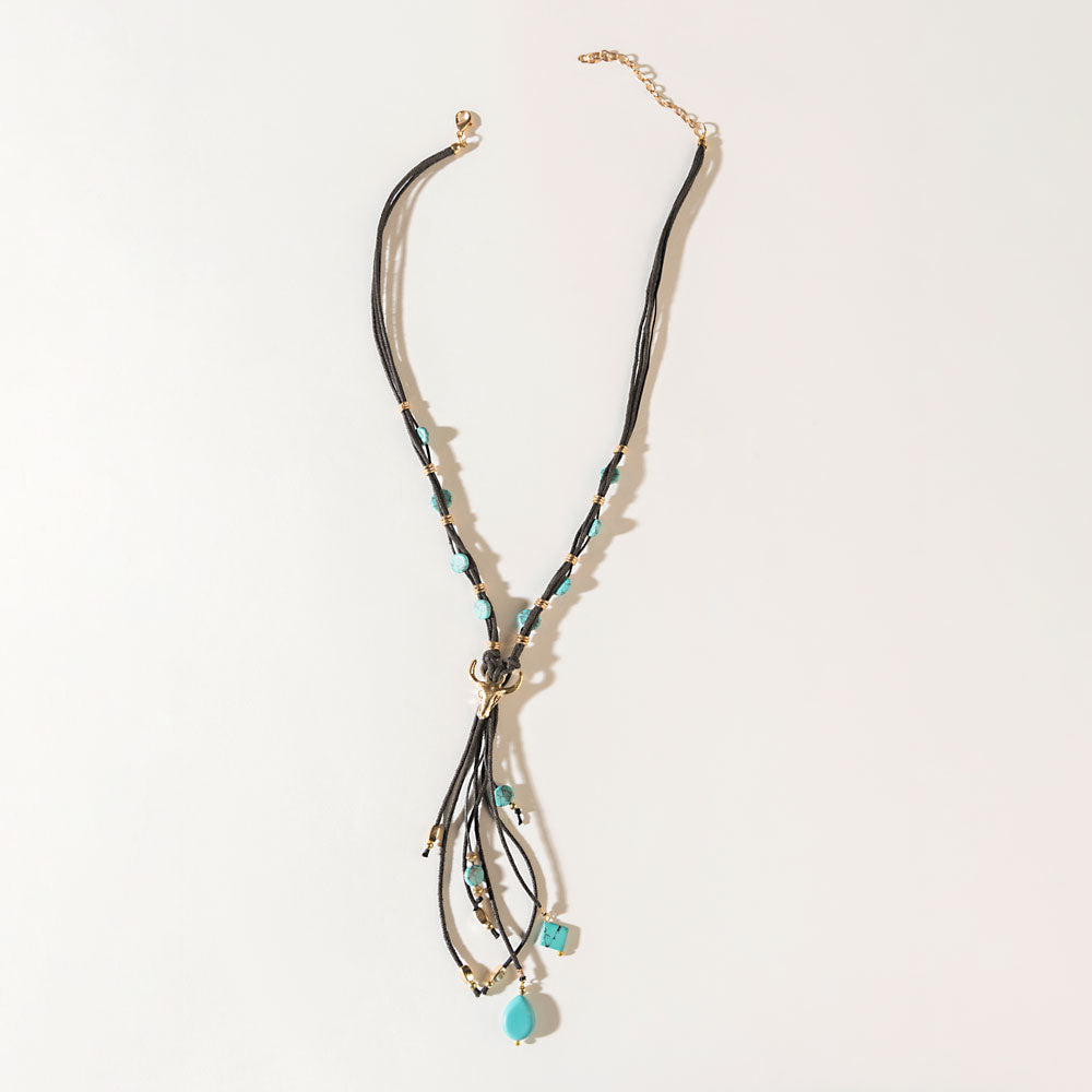 Bullseye Moonstone Necklace in Ghost Blue - Myra USA