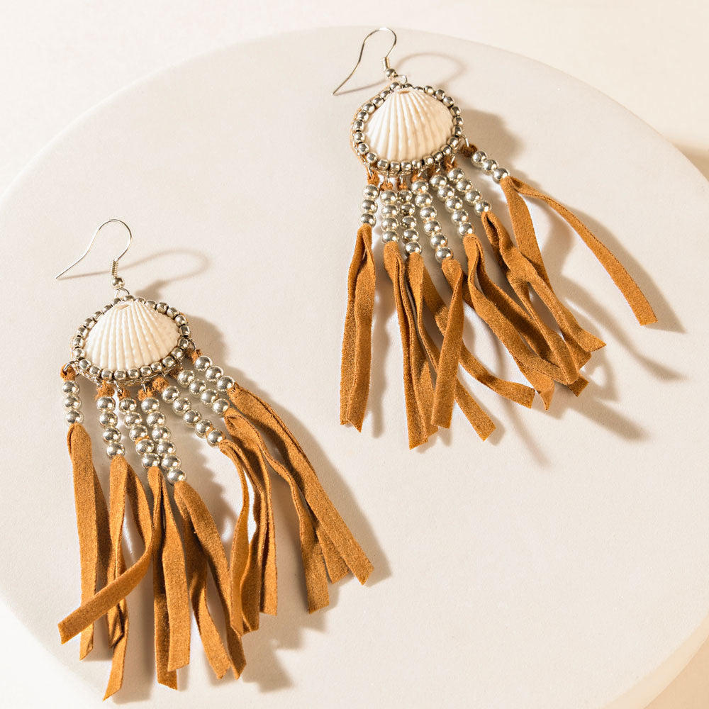 Shell & Saddle Earrings in Rodeo Brown - Myra USA
