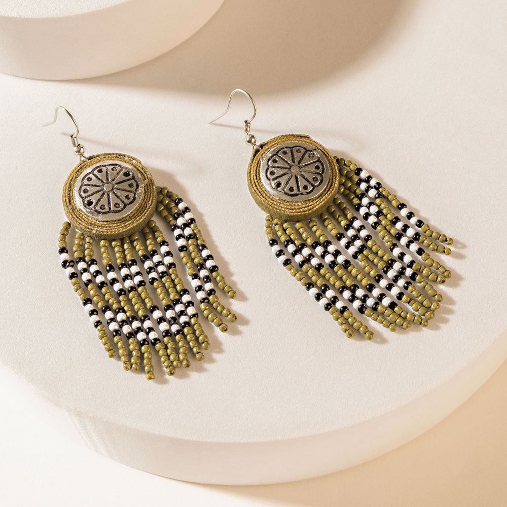 Cheyenne Drop Earrings in Char Black - Myra USA