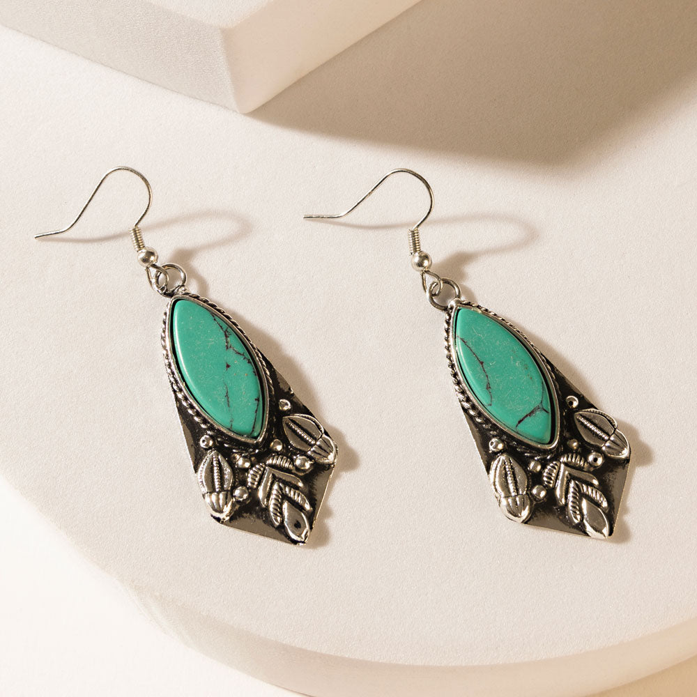 Prairie Armor Earrings in Saddle Teal - Myra USA