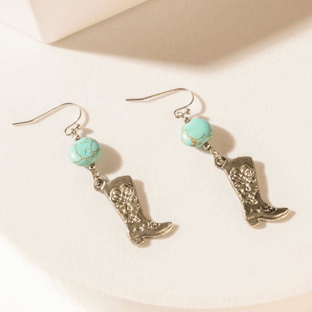 Boots Before Noon Earrings in Sky Teal - Myra USA