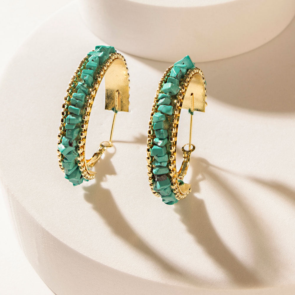 Howlite Halo Earrings in Mineral Teal - Myra USA