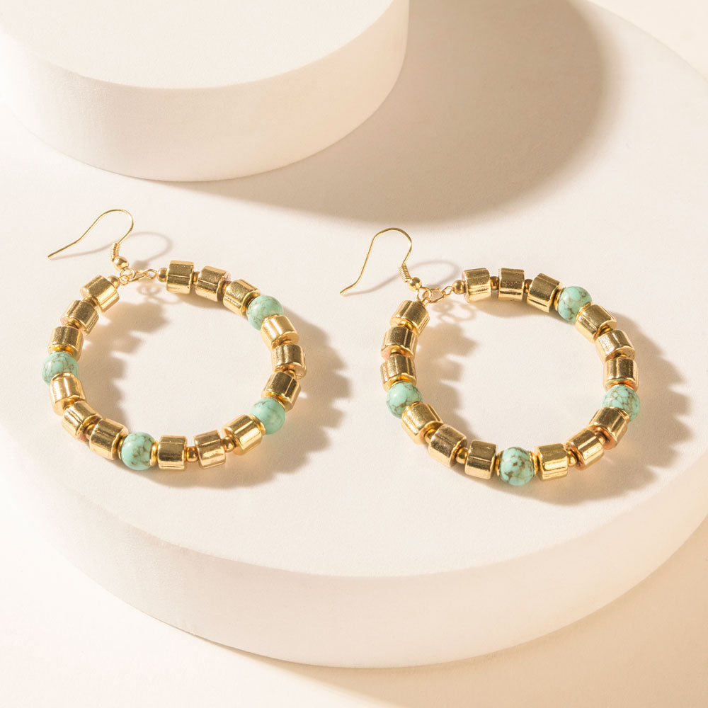 Goldrush Glow Earrings in Sunfire Teal - Myra USA