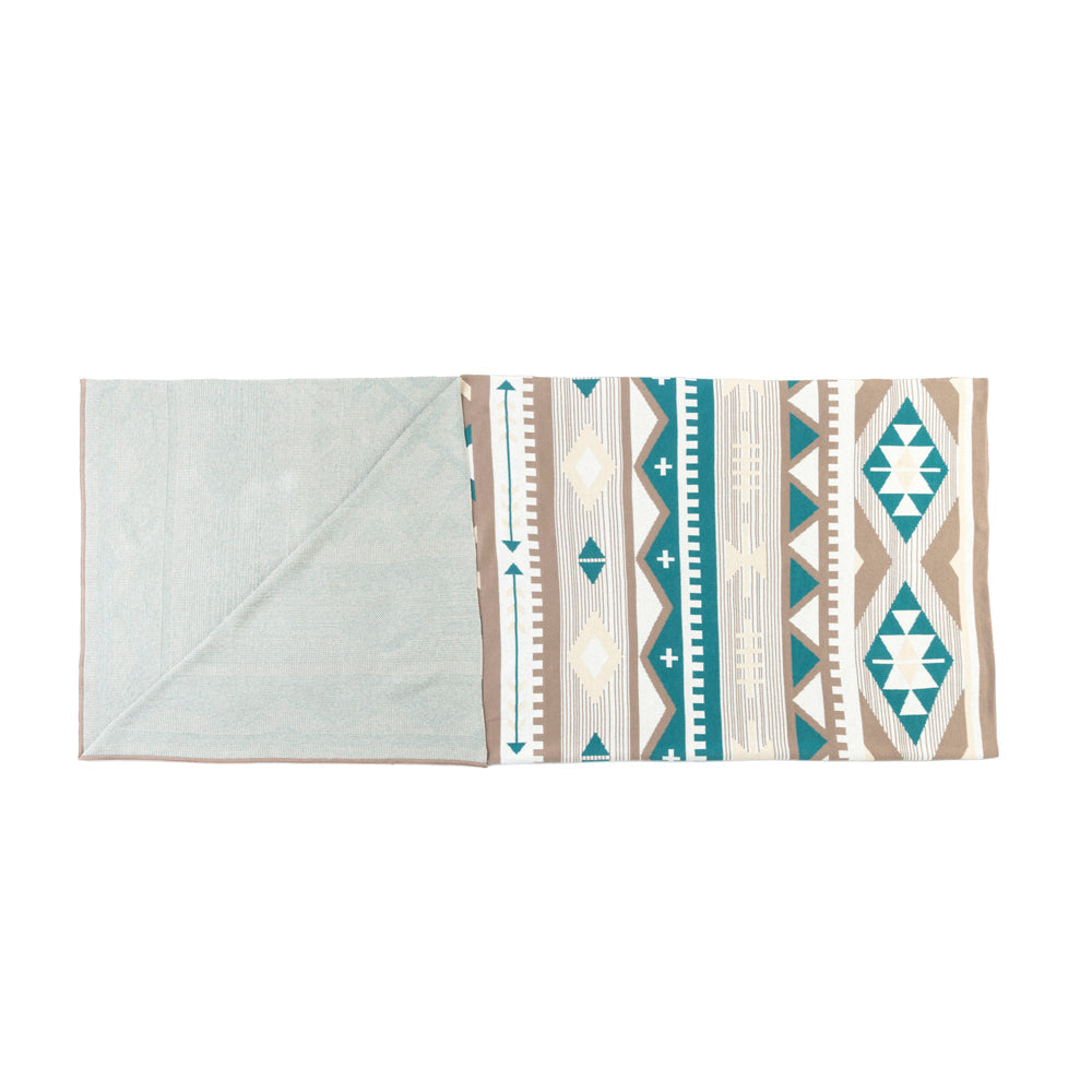 Myra Sagebrush Aztec Cotton Knitted Throw in Teal Dunes - Myra USA