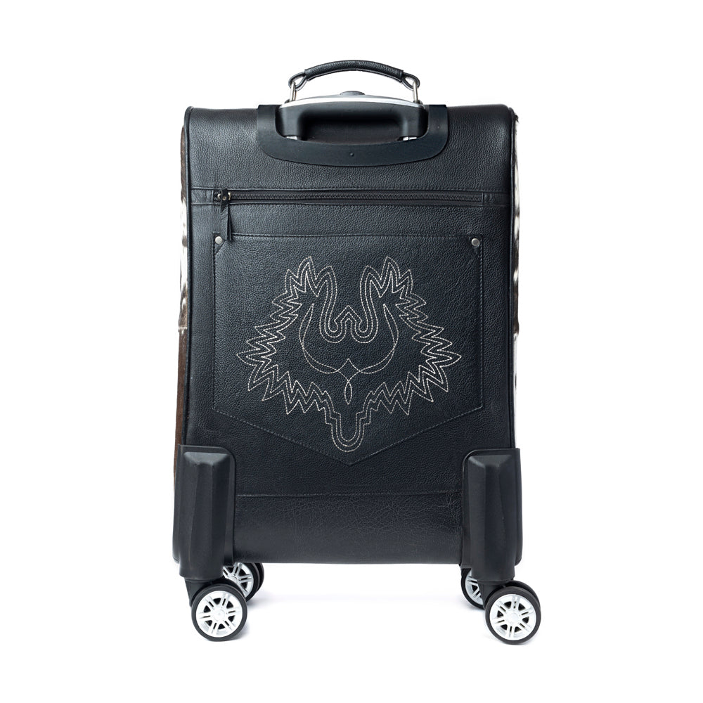 Myra Prairie Shadow Handtooled Hairon Leather Trolley in Stallion Noir
