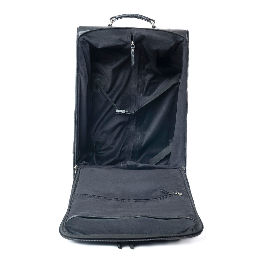 Myra Prairie Shadow Handtooled Hairon Leather Trolley in Stallion Noir