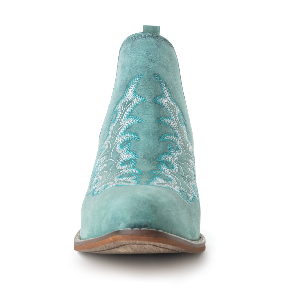 Myra Sagebreeze Embroidered Leather Booties in Lagoon Teal - Myra USA