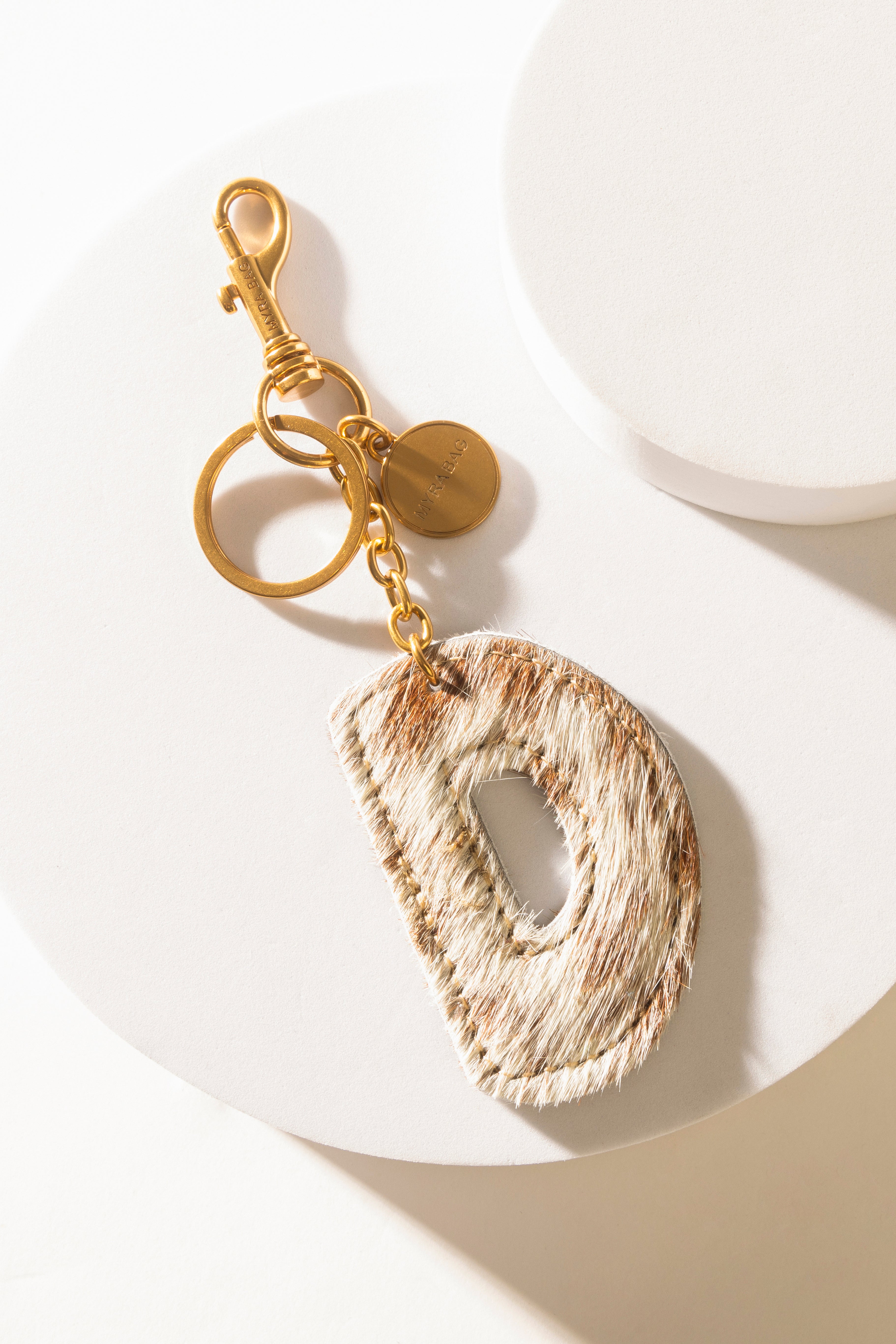 Alpha Hairon Bag Charm in Brown & White