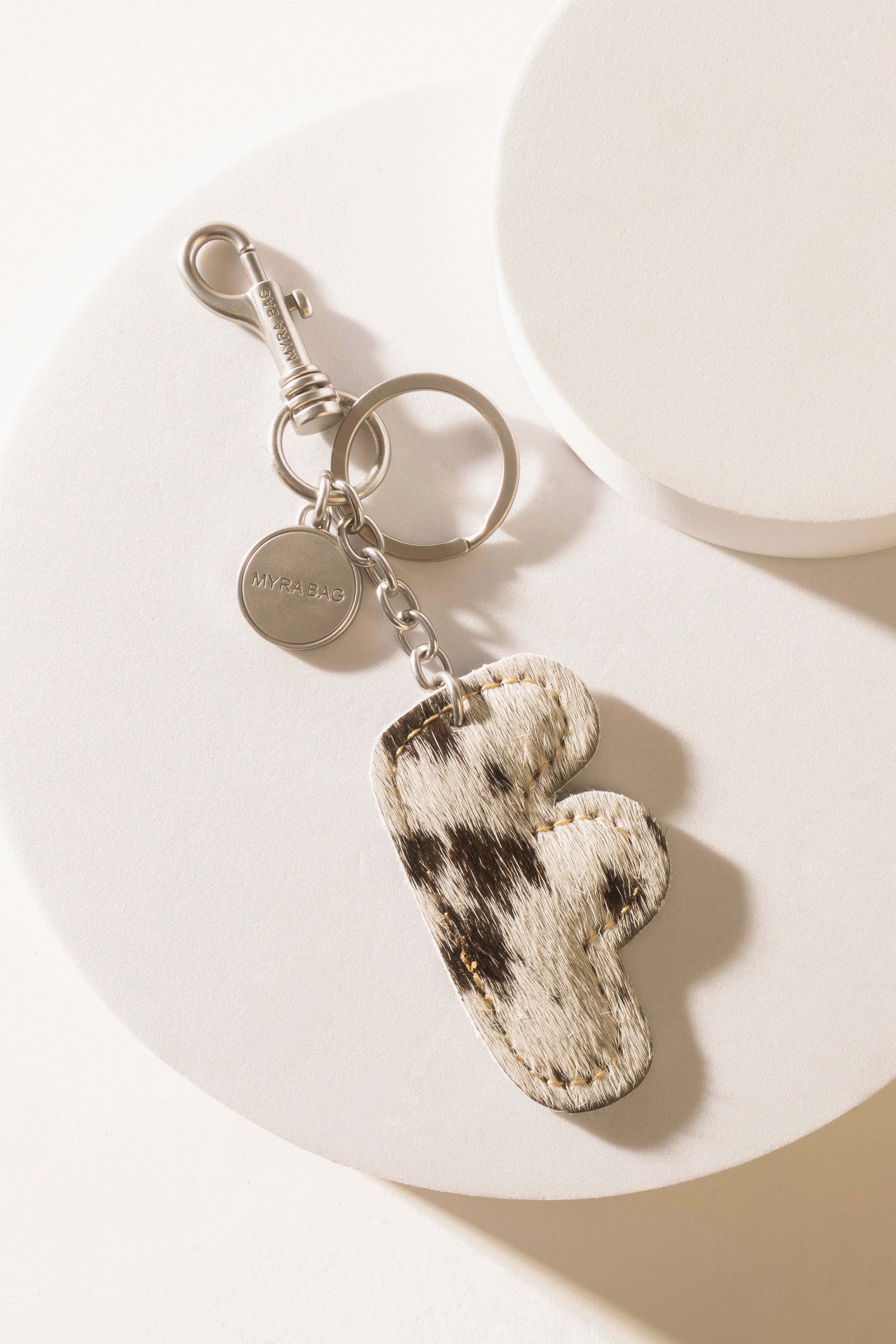 Alpha Hairon Bag Charm in Black & White - Myra USA