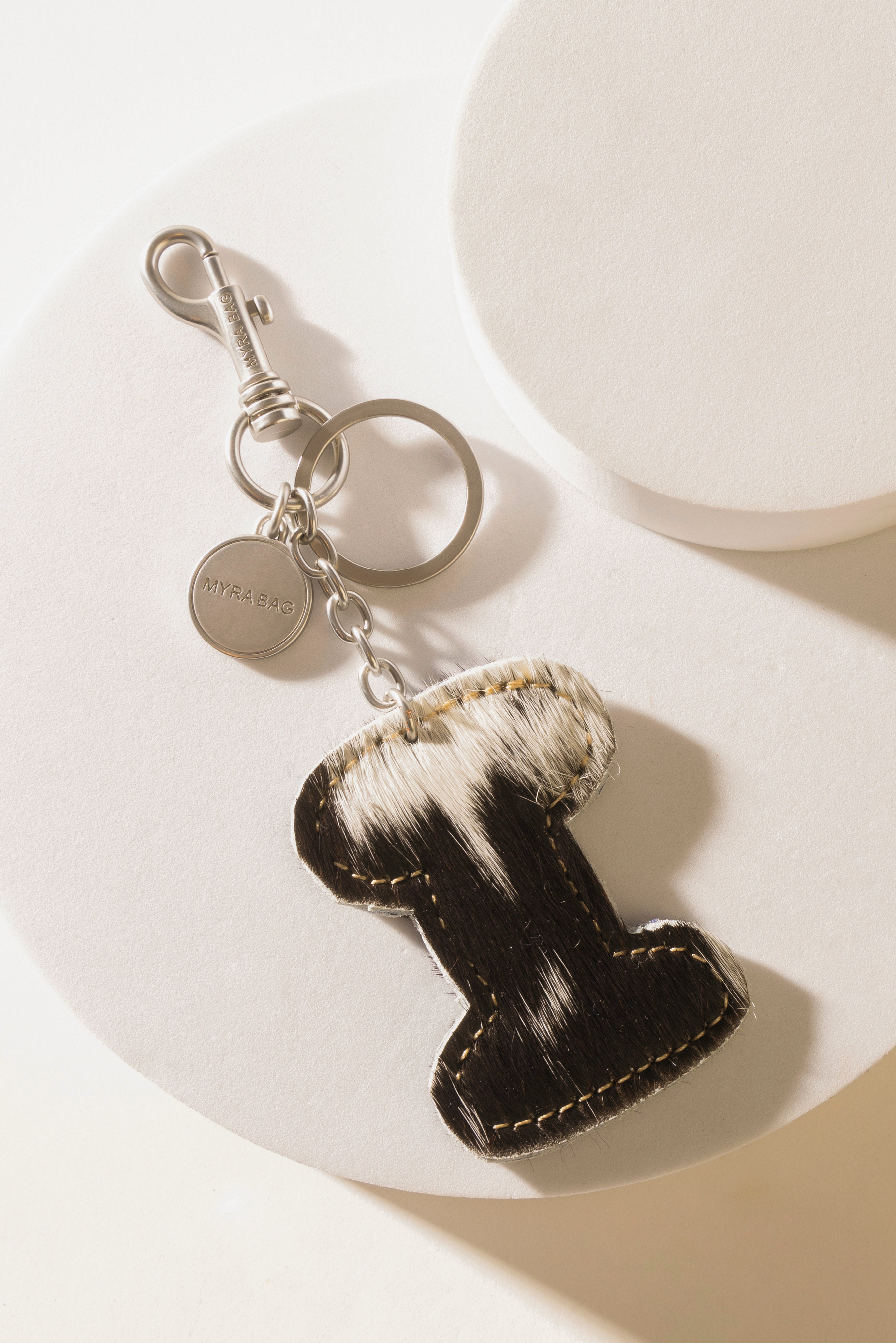 Alpha Hairon Bag Charm in Black & White - Myra USA