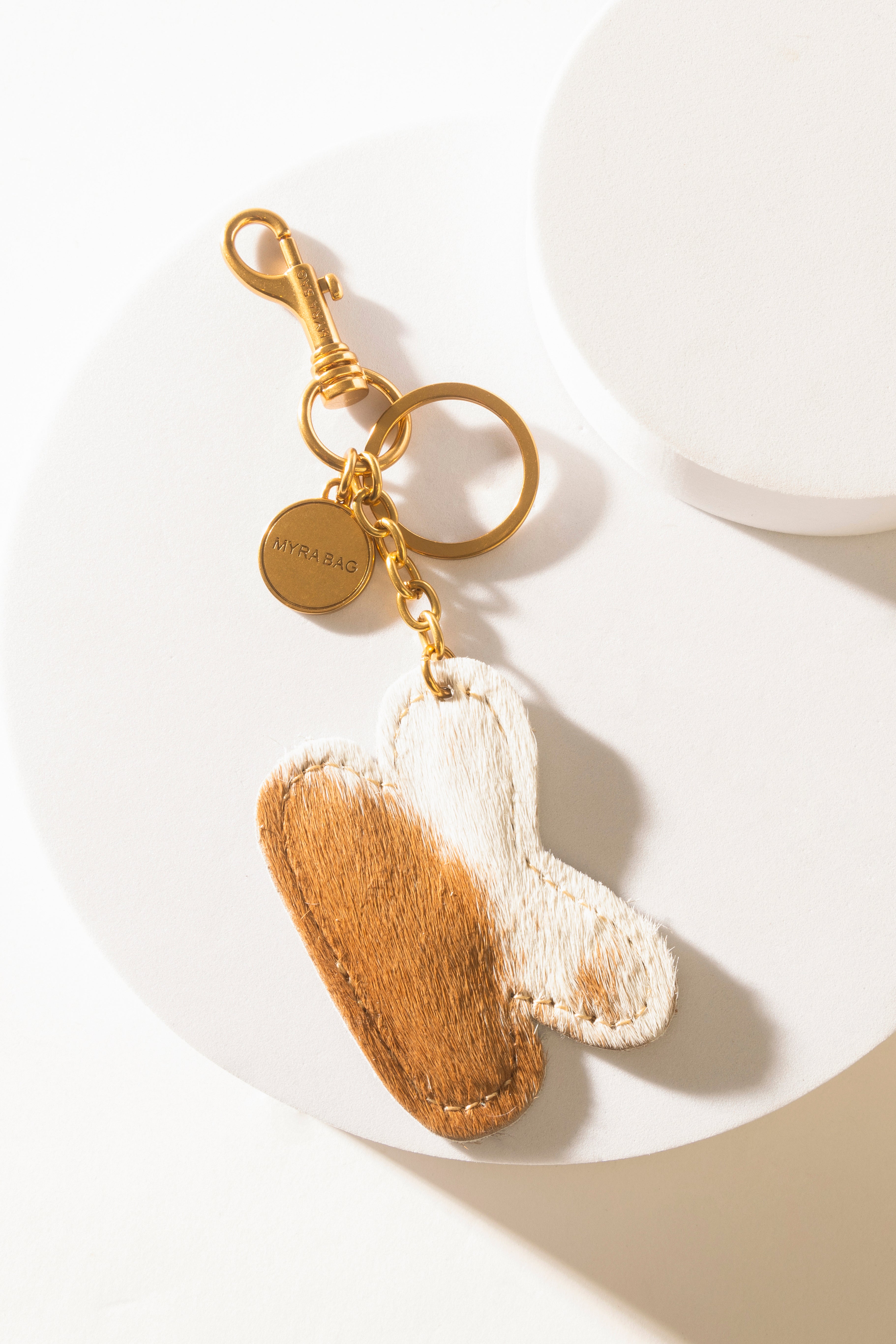 Alpha Hairon Bag Charm in Brown & White