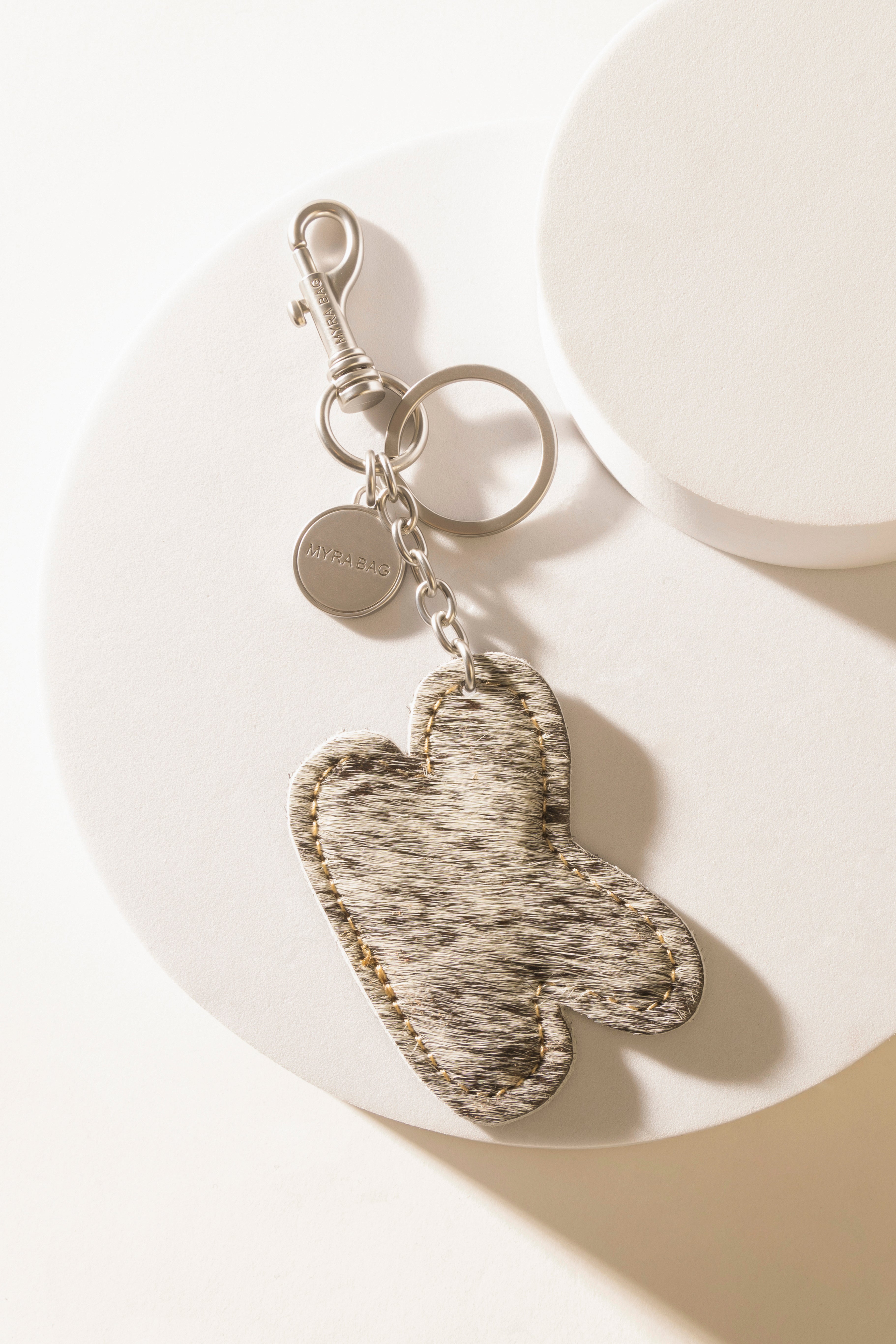 Alpha Hairon Bag Charm in Black & White - Myra USA