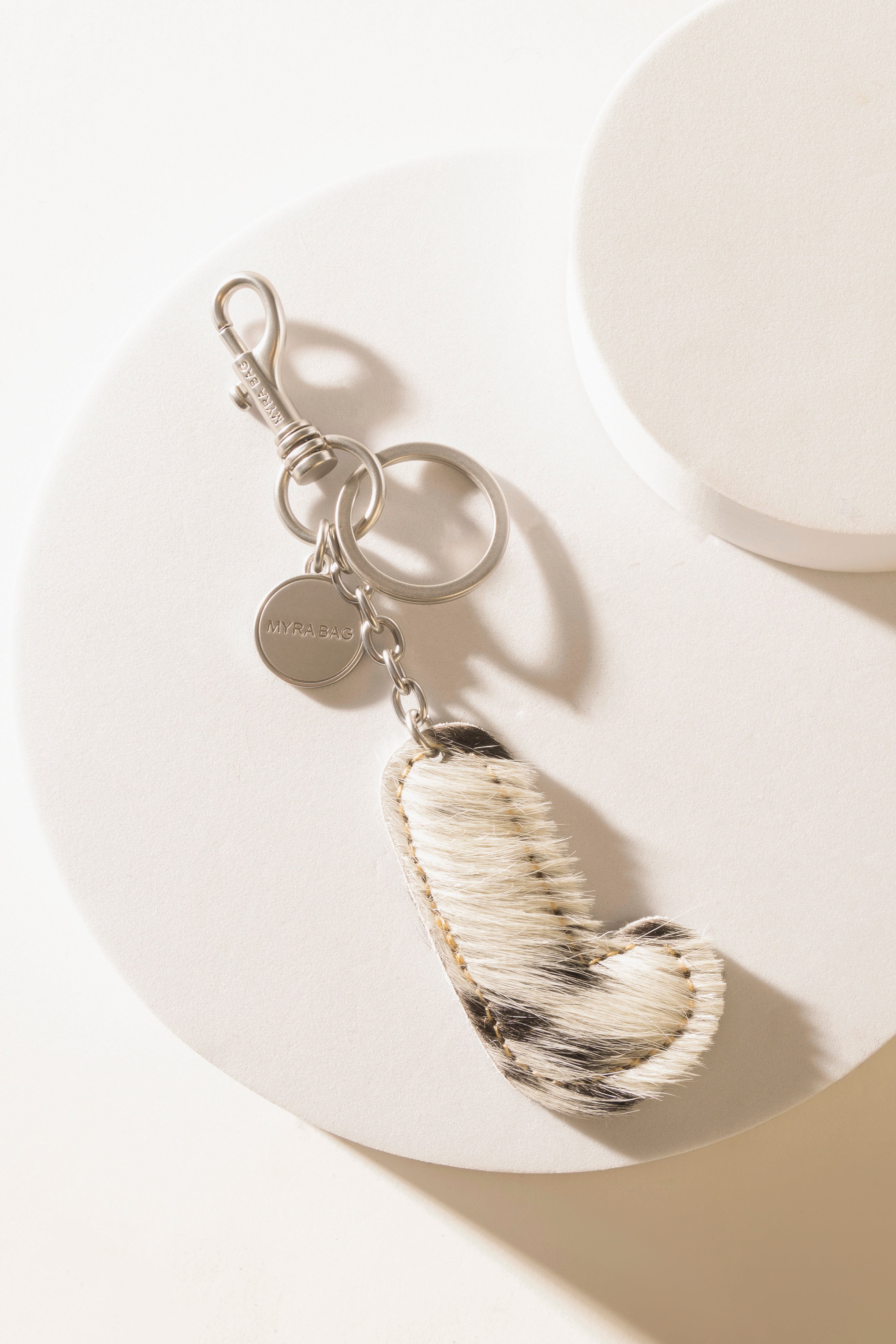 Alpha Hairon Bag Charm in Black & White - Myra USA