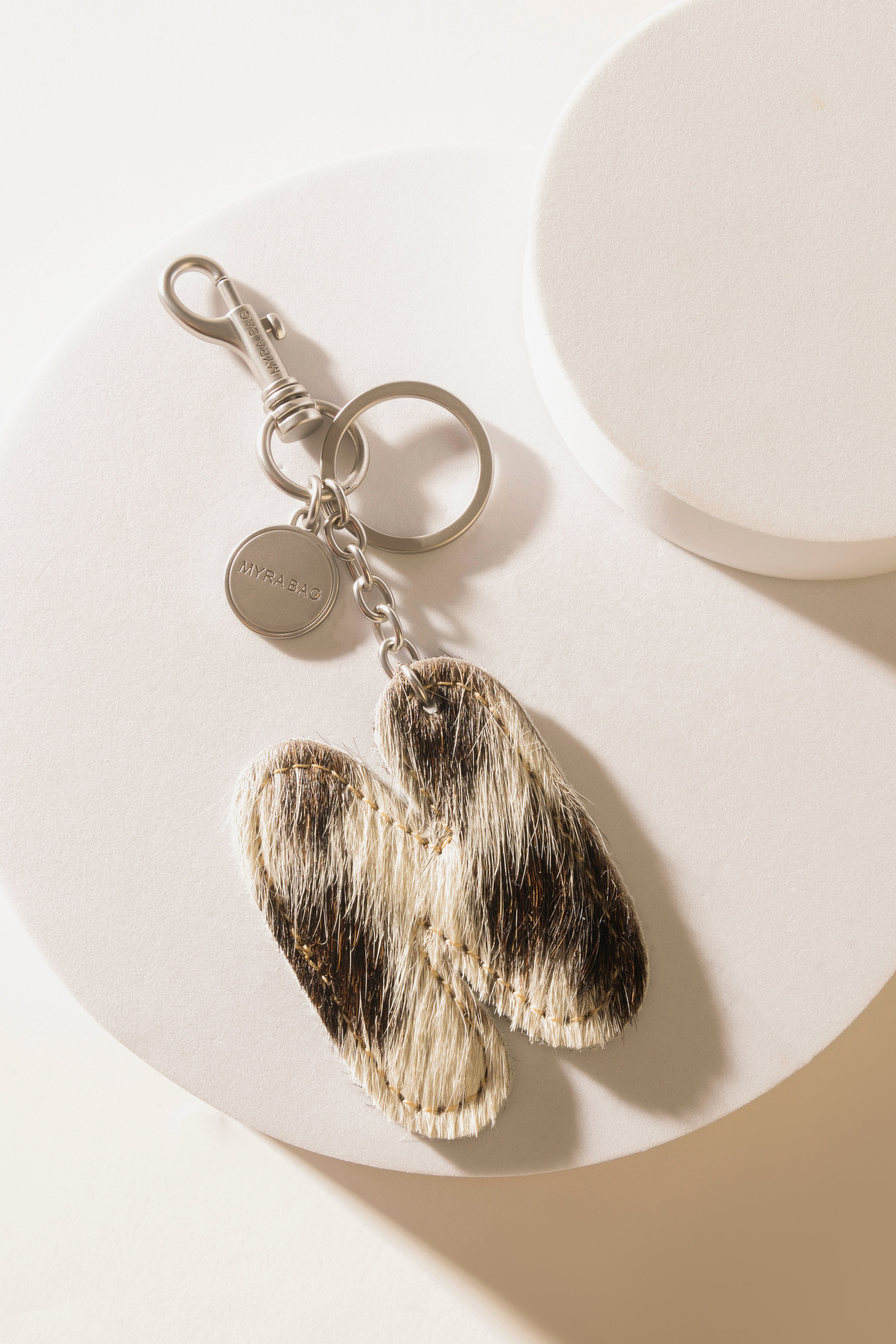 Alpha Hairon Bag Charm in Black & White - Myra USA