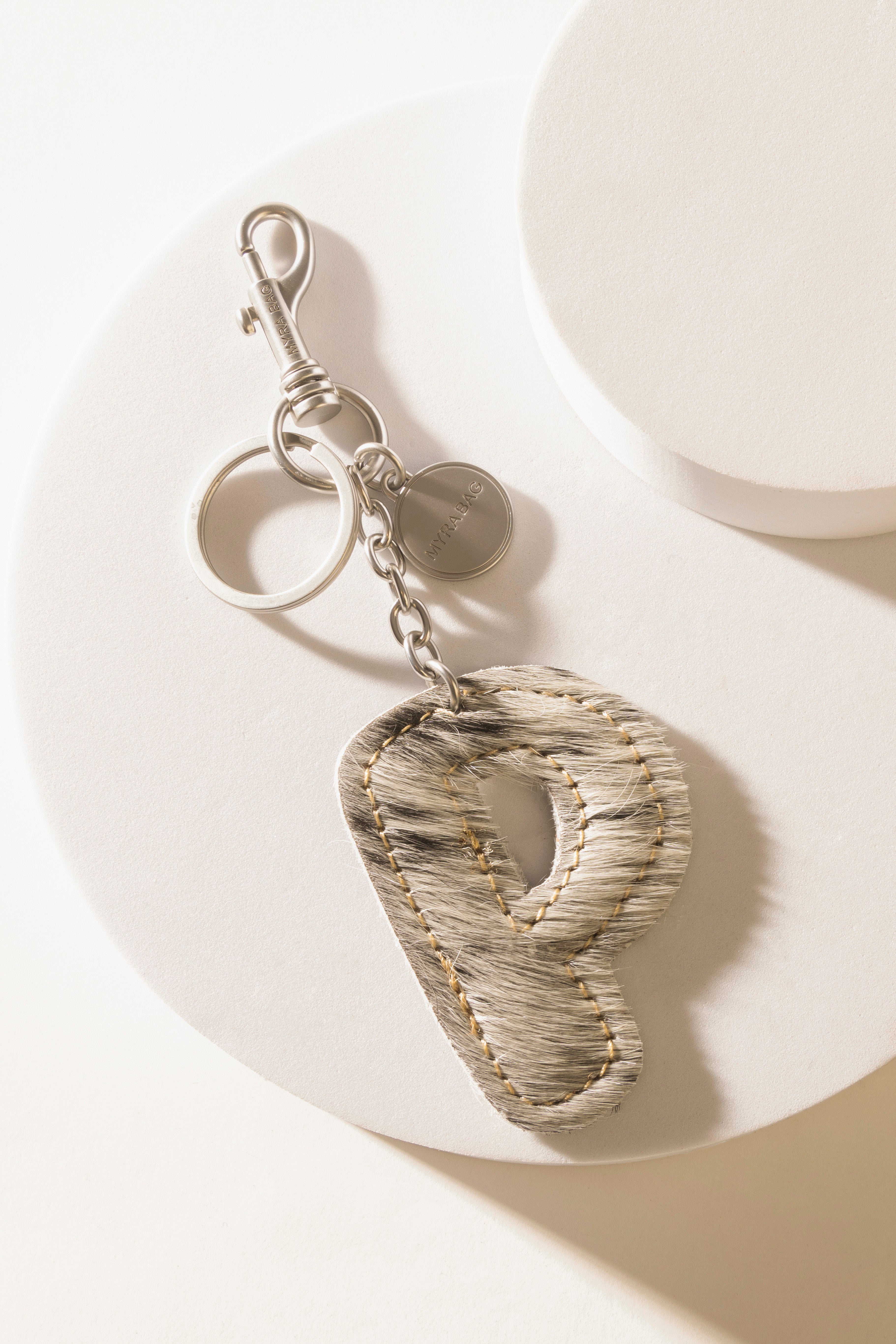 Alpha Hairon Bag Charm in Black & White - Myra USA