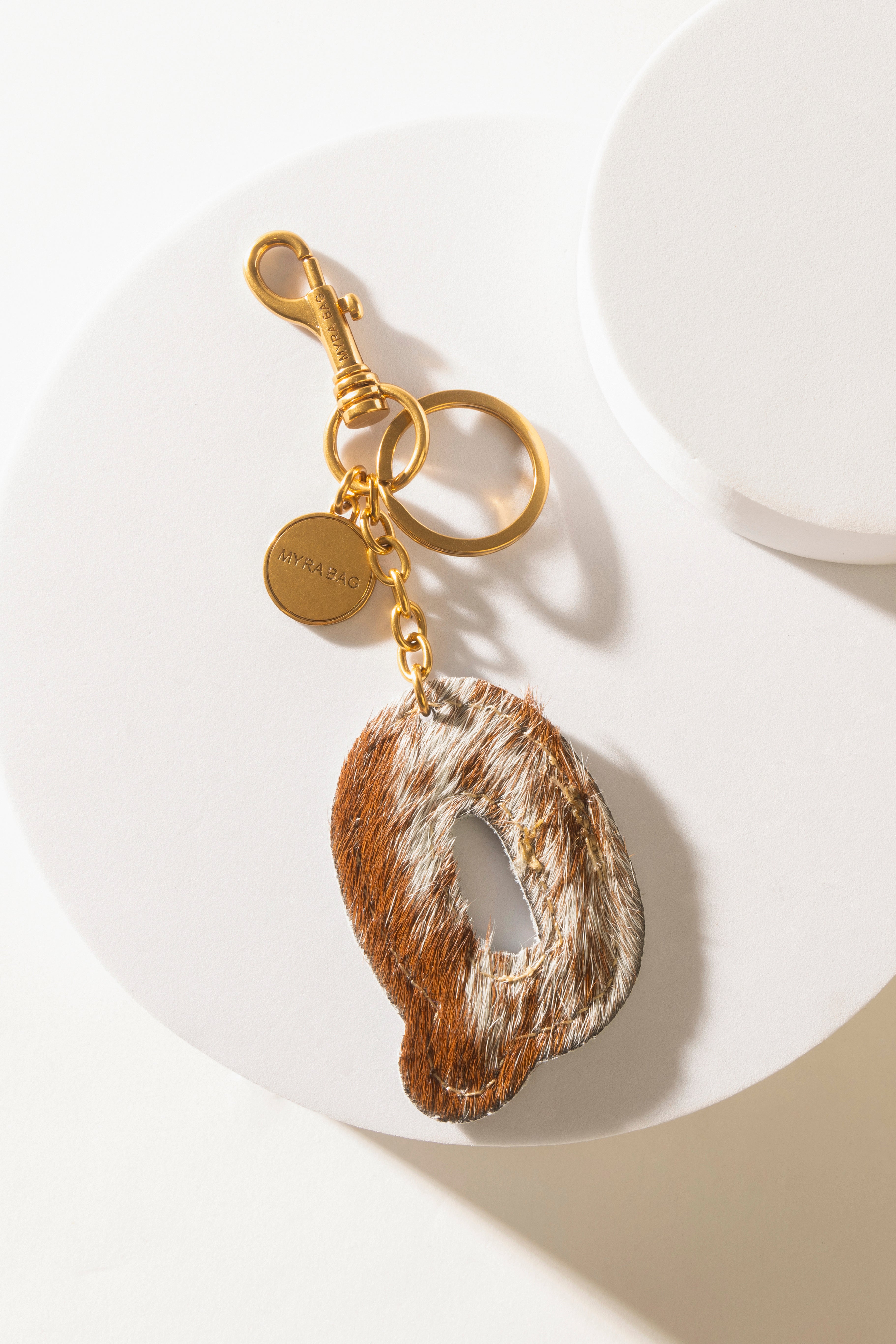 Alpha Hairon Bag Charm in Brown & White