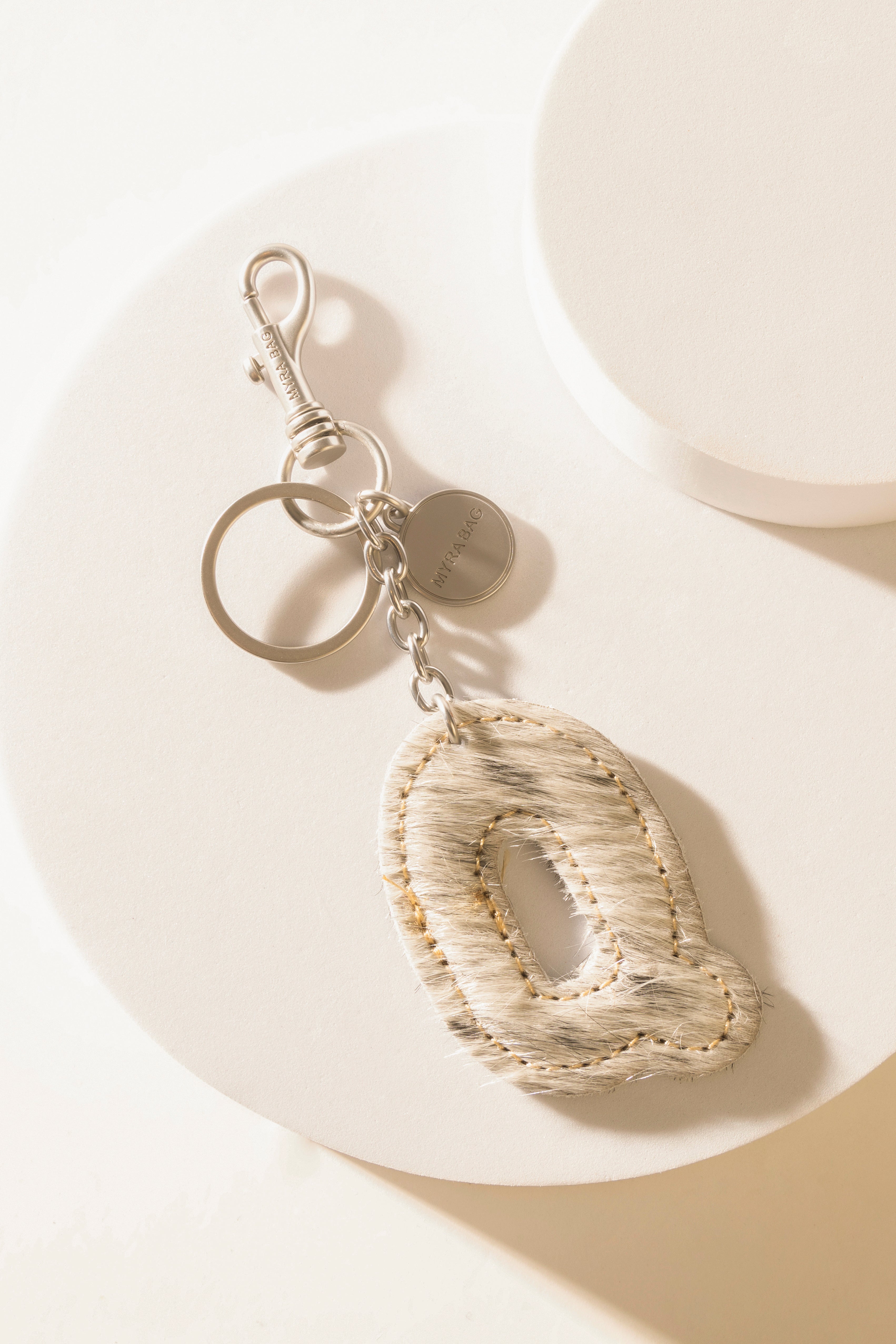 Alpha Hairon Bag Charm in Black & White - Myra USA