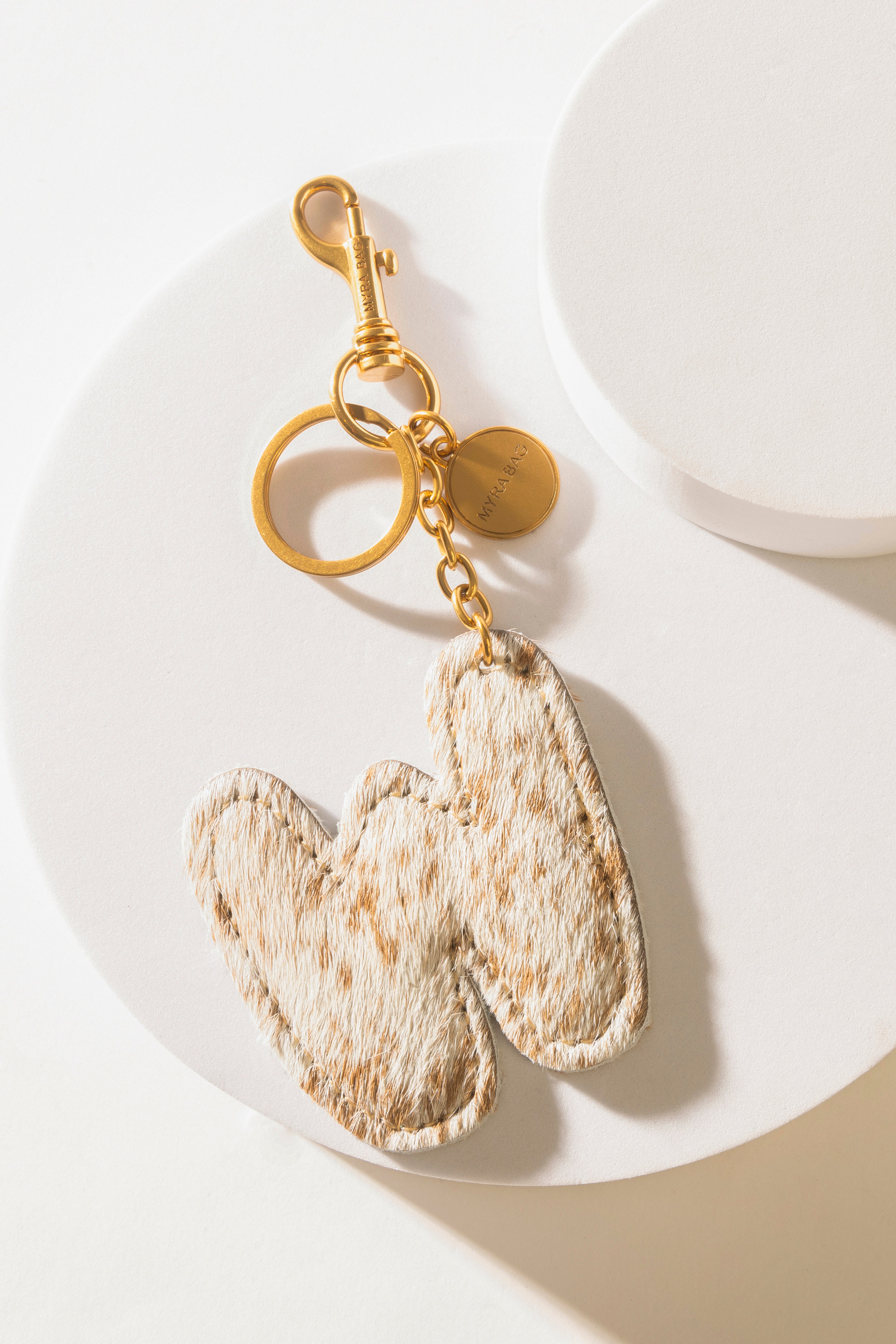 Alpha Hairon Bag Charm in Brown & White