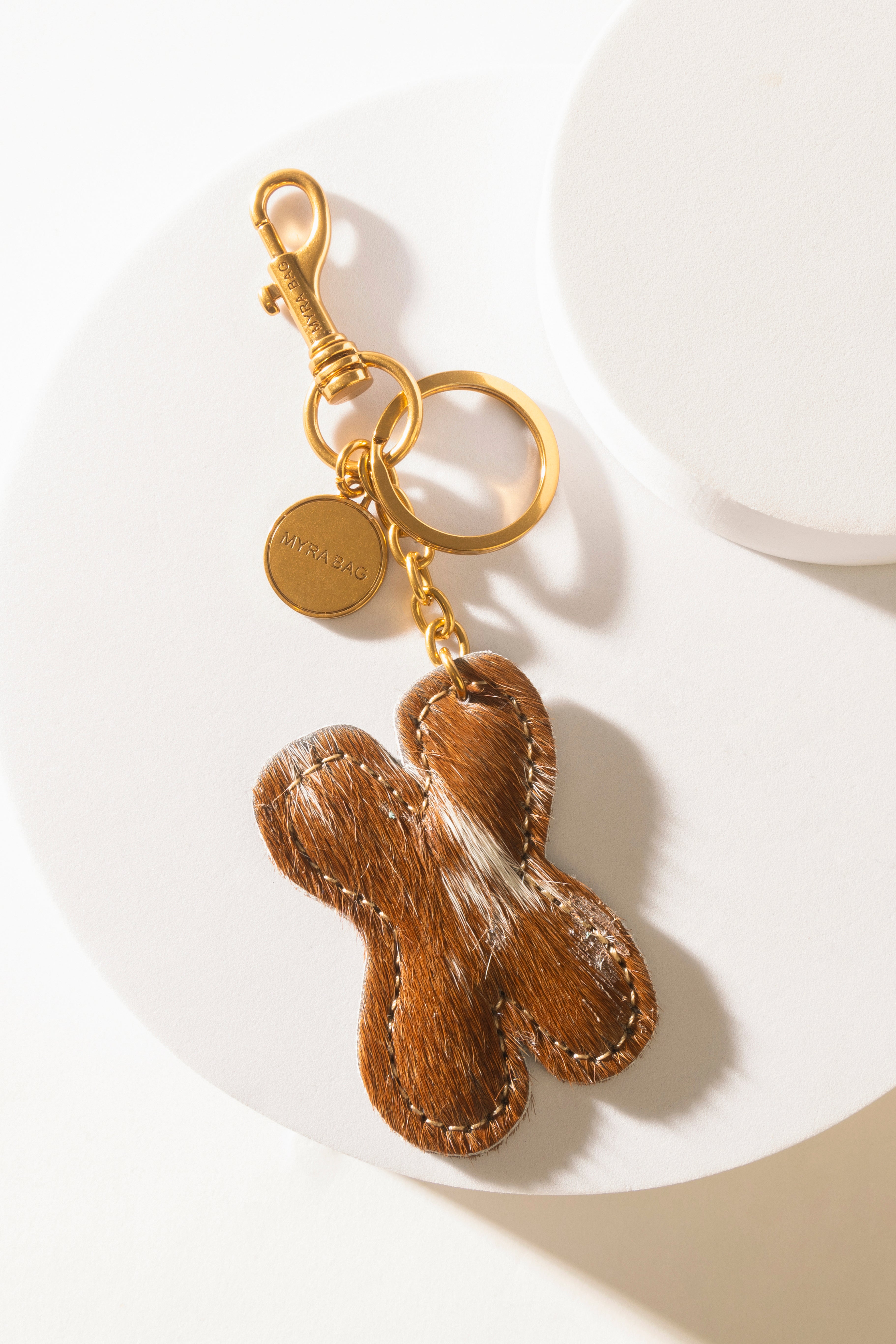 Alpha Hairon Bag Charm in Brown & White