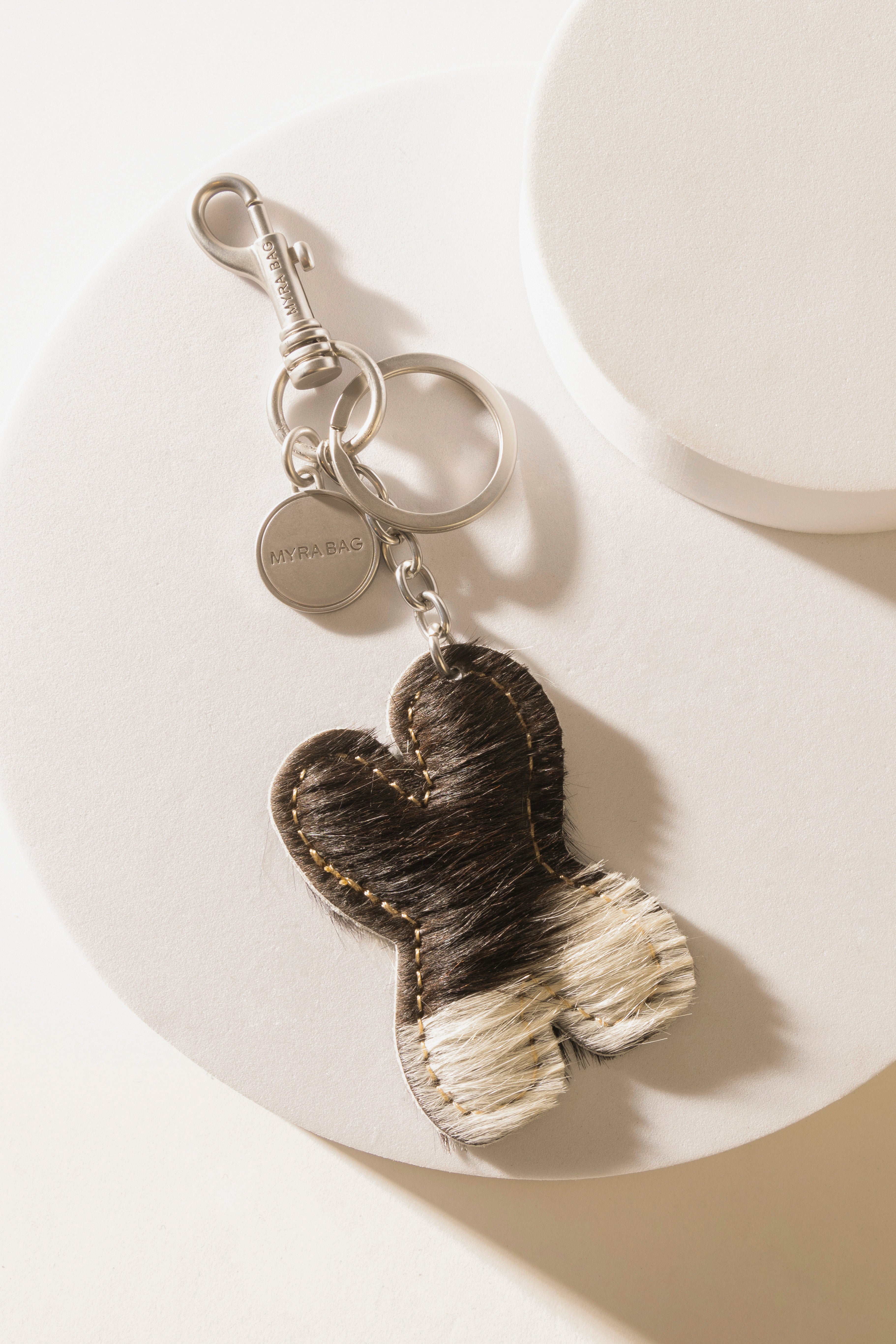 Alpha Hairon Bag Charm in Black & White - Myra USA