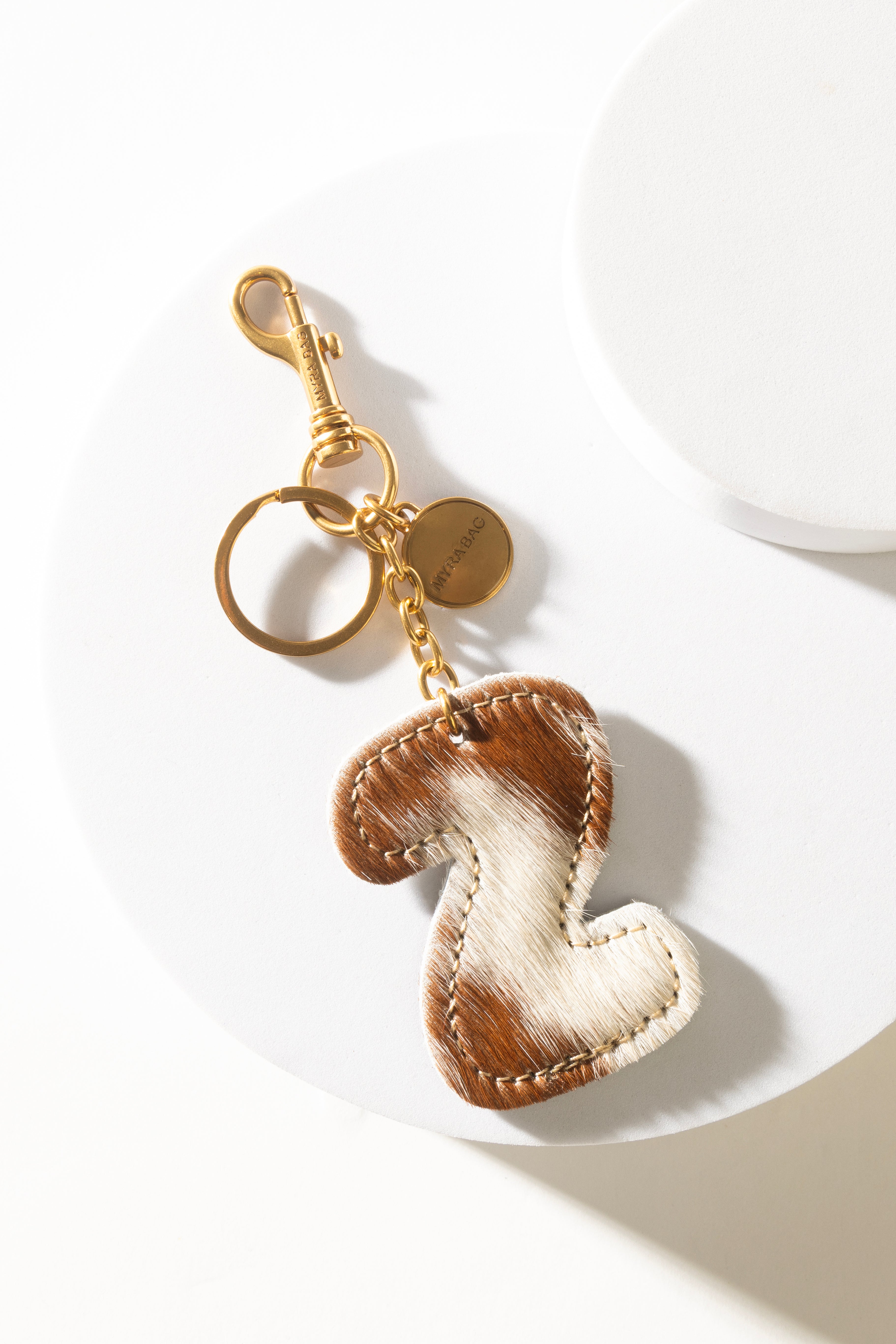 Alpha Hairon Bag Charm in Brown & White
