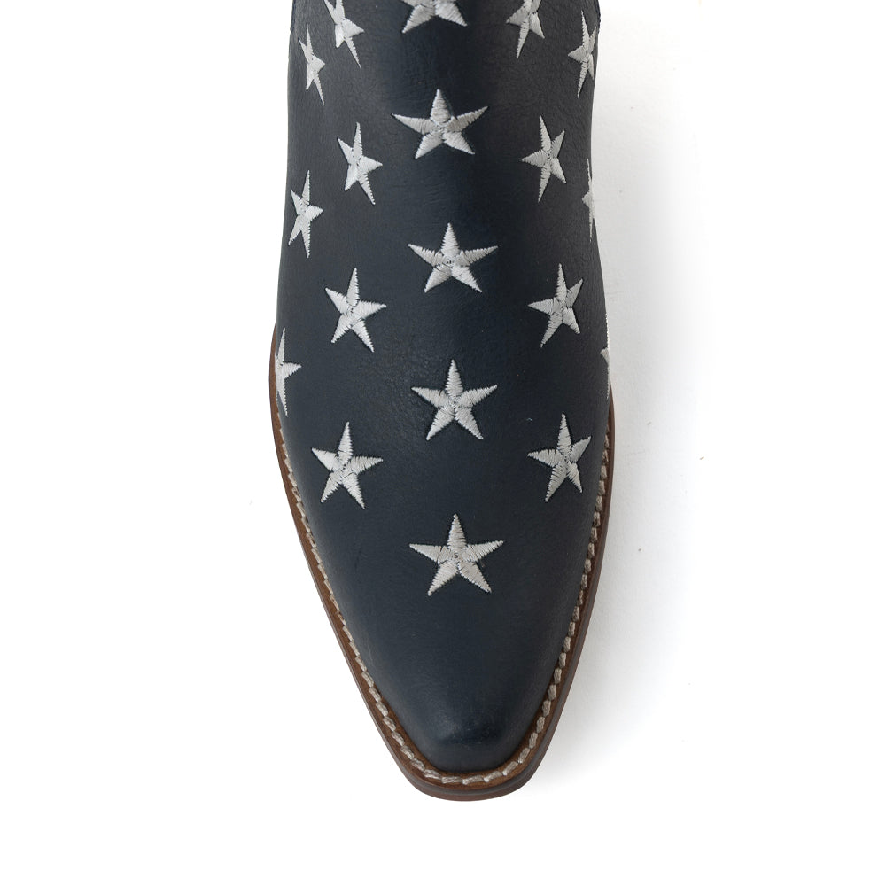 Myra Liberty Star Leather Booties in Vintage Blue - Myra USA