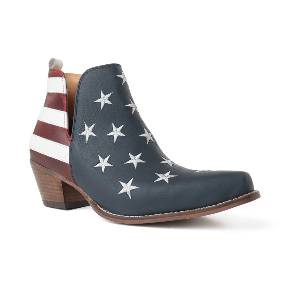 Myra Liberty Star Leather Booties in Vintage Blue - Myra USA