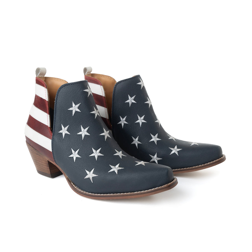 Myra Liberty Star Leather Booties in Vintage Blue - Myra USA