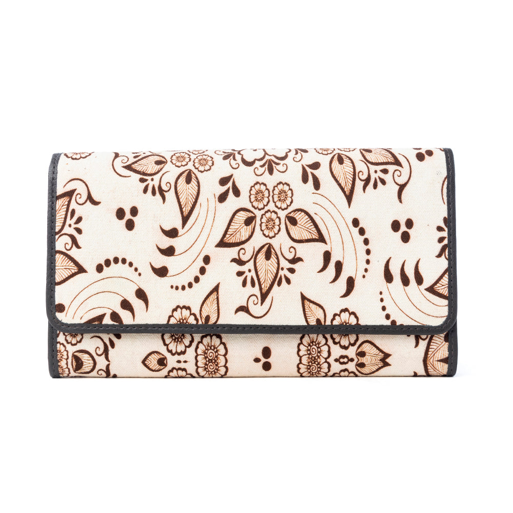 Myra Vanilla Vine Woven Wallet in Sepia Bloom