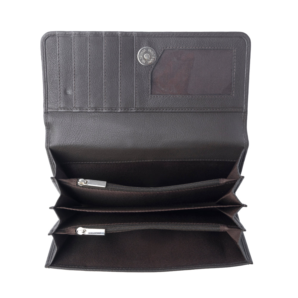 Myra Vanilla Vine Woven Wallet in Sepia Bloom