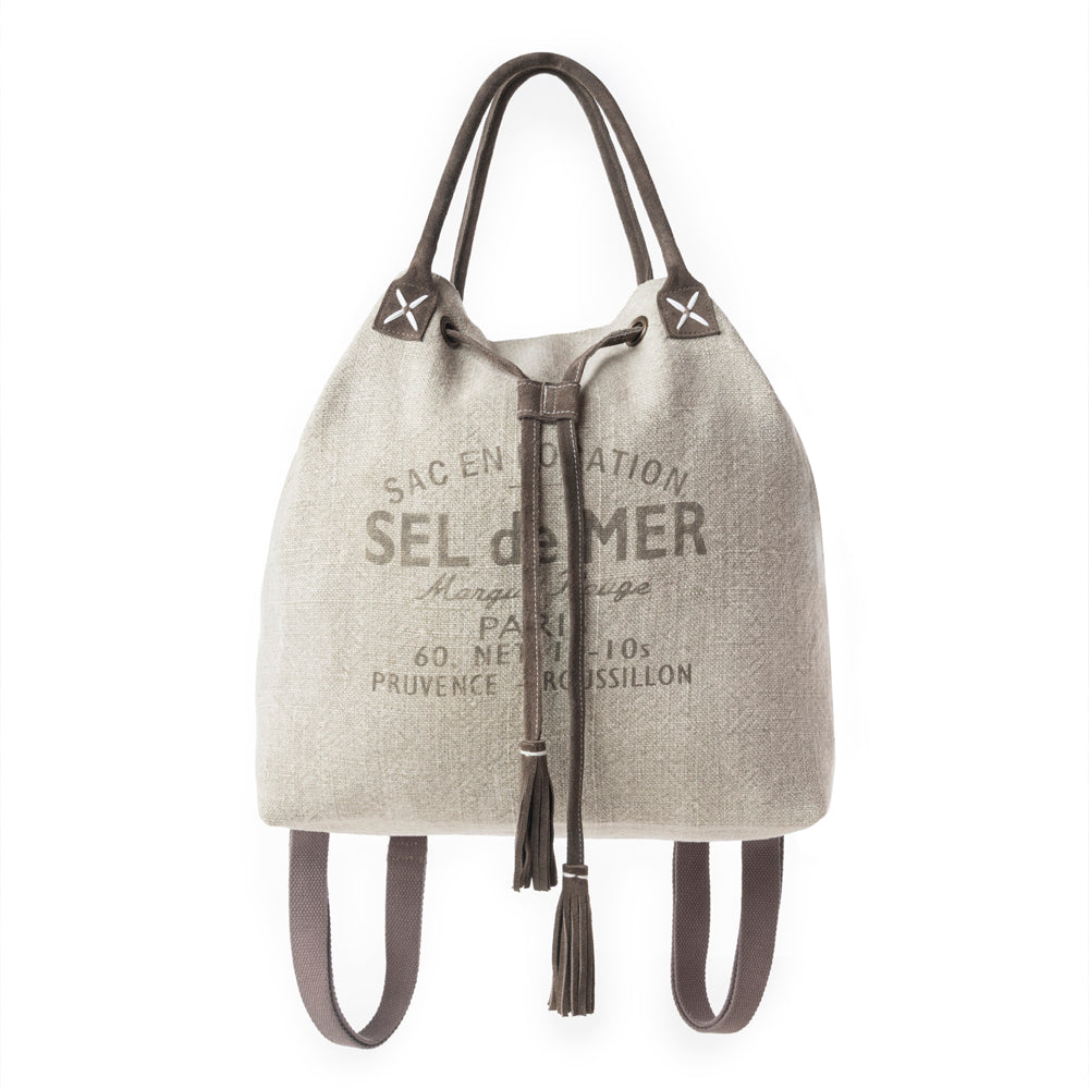 Myra-Myra Sel De Mer Bucket Backpack In Drift Olive Myra Sierra Grove Handtooled Leather Bag in Western Fern main image 2